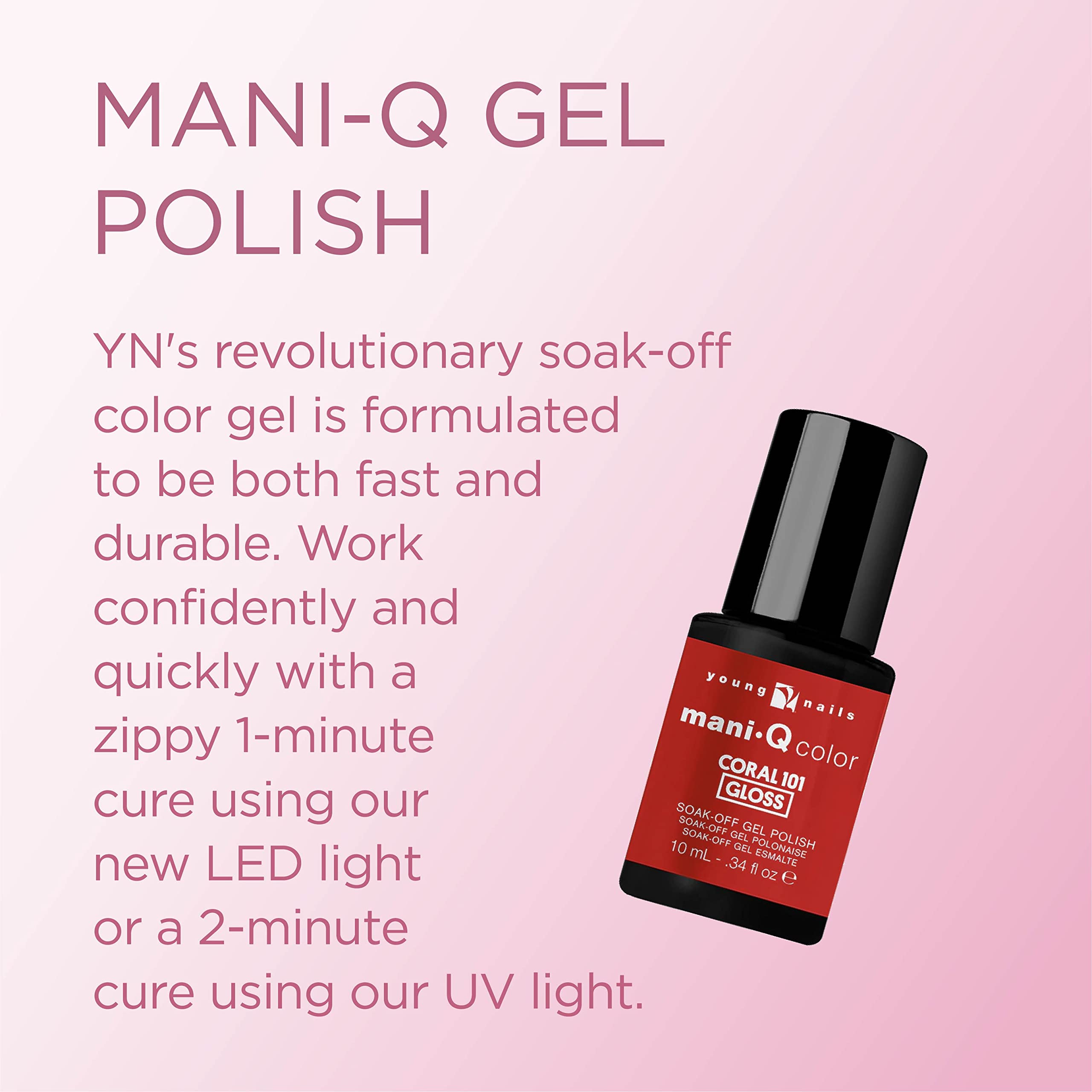 Young Nails Mani-Q Gel Polish - Long-Lasting Color Gel for Natural & Artificial Nails | LED/UV Cured, Soak Off Formula (0.34 fl oz) | Perfect for Salon Quality Manicures at Home & Professional Nail Art