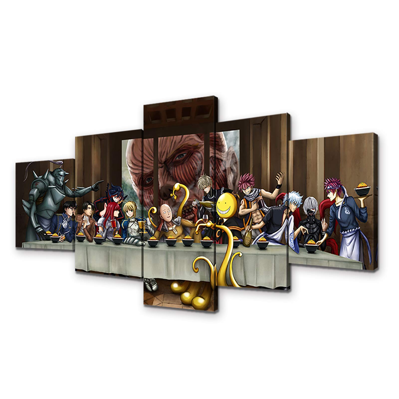 Anime The Last Supper Crossover Canvas Wall Art Print - Framed Poster for Living Room Decor, Unique Gift for Anime Fans - Perfect for Home, Office & Anime Themed Spaces