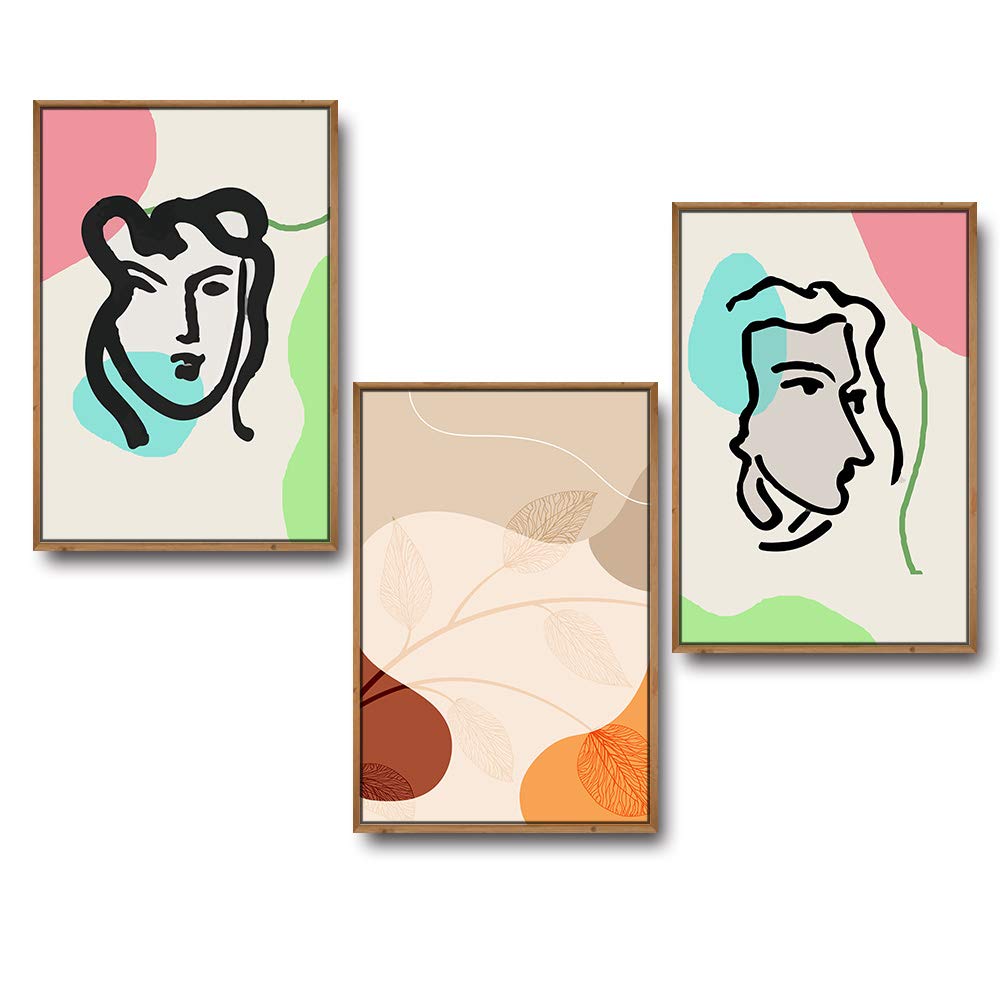 Idea4Wall 3-Piece Framed Canvas Wall Art Set - Modern Brutalist Mattis Prints for Living Room & Bedroom Decor (16