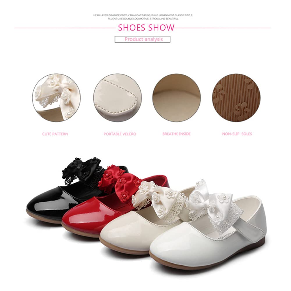 Toddler Ballet Flats with Bowknot - Girls Mary Jane Shoes for Party & School