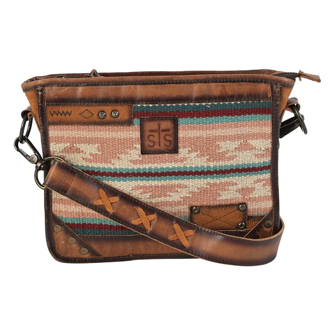 STS Ranchwear Women's Palomino Mae Light Pink Serape Leather Crossbody Purse - Western Style Handbag for Cowgirl Fashion, Rodeo Events & Everyday Use