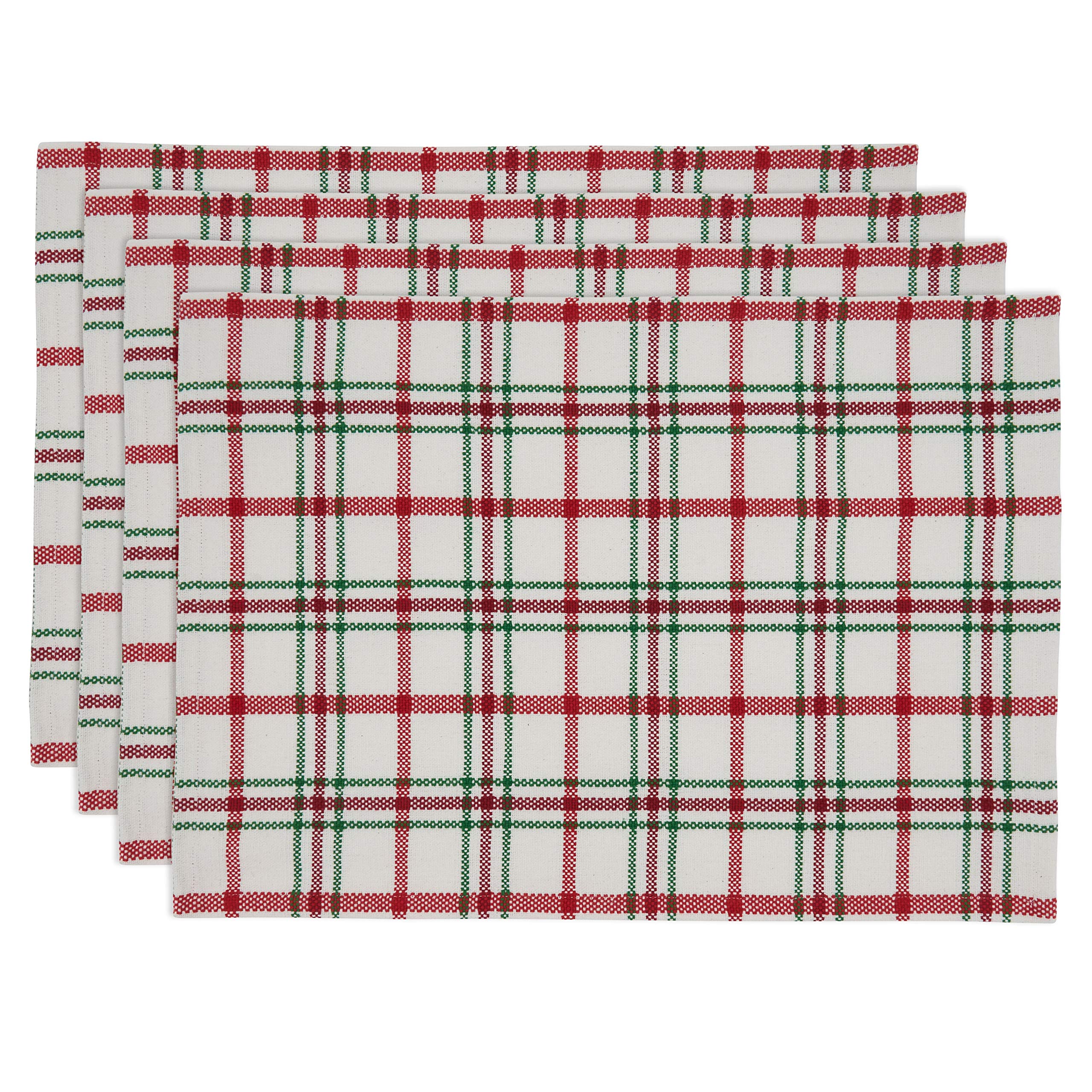 Plaid Design Table Placemats Set of 4 - Waterproof & Heat Resistant Dining Table Mats for Kitchen, Dining Room, Party & Holiday Decor