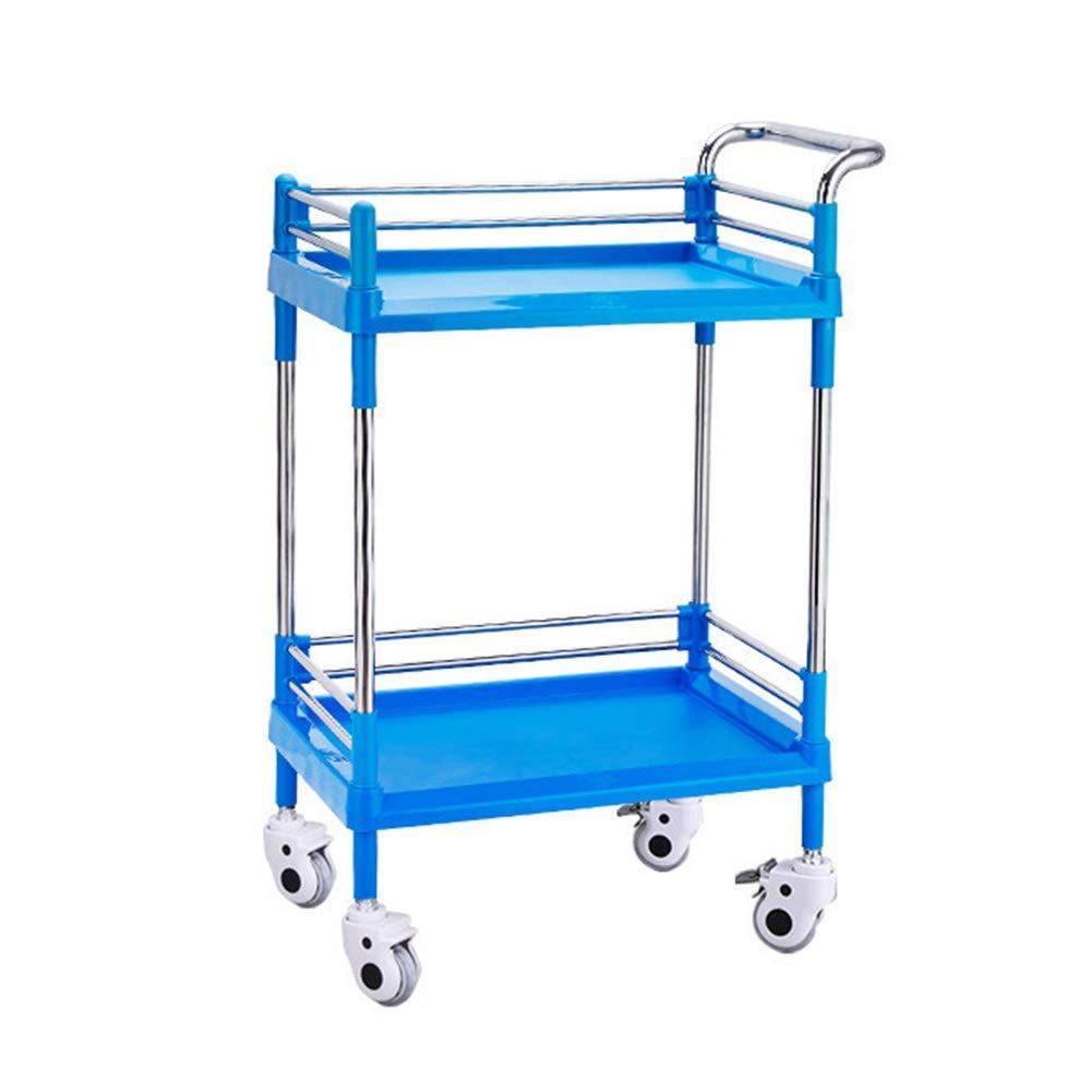 FLYIFE 2-Tier Rolling Utility Cart - Portable Hand Truck with Wheels for Kitchen, Salon & Storage | ABS Plastic & Stainless Steel Mobile Trolley | Ideal for Beauty Tools, Restaurant Supplies & Workshop Organization