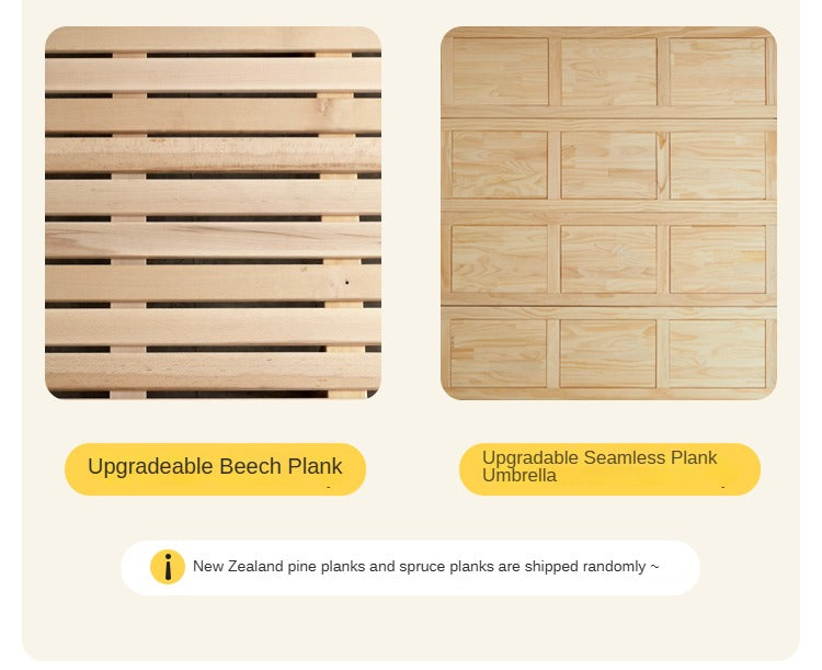 Solid Oak Rubber Wood Bed - Modern Nordic Style Queen/King Size Bed Frame for Bedroom, Living Room & Guest Room