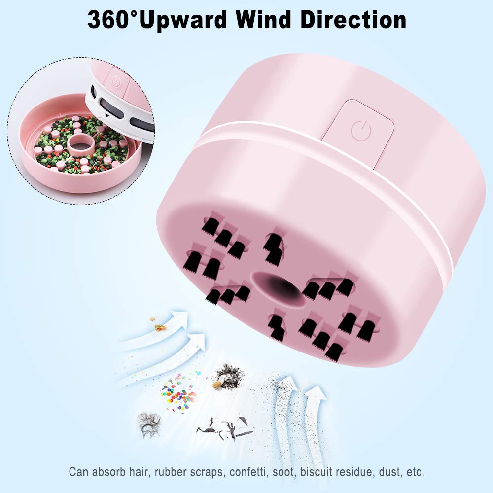 Premium Diamond Tools & Accessories - Handheld Mini Vacuum Cleaner for Desk, Jewelry & Diamonds (Pink) | Perfect for Home Office, Crafting & Jewelry Cleaning