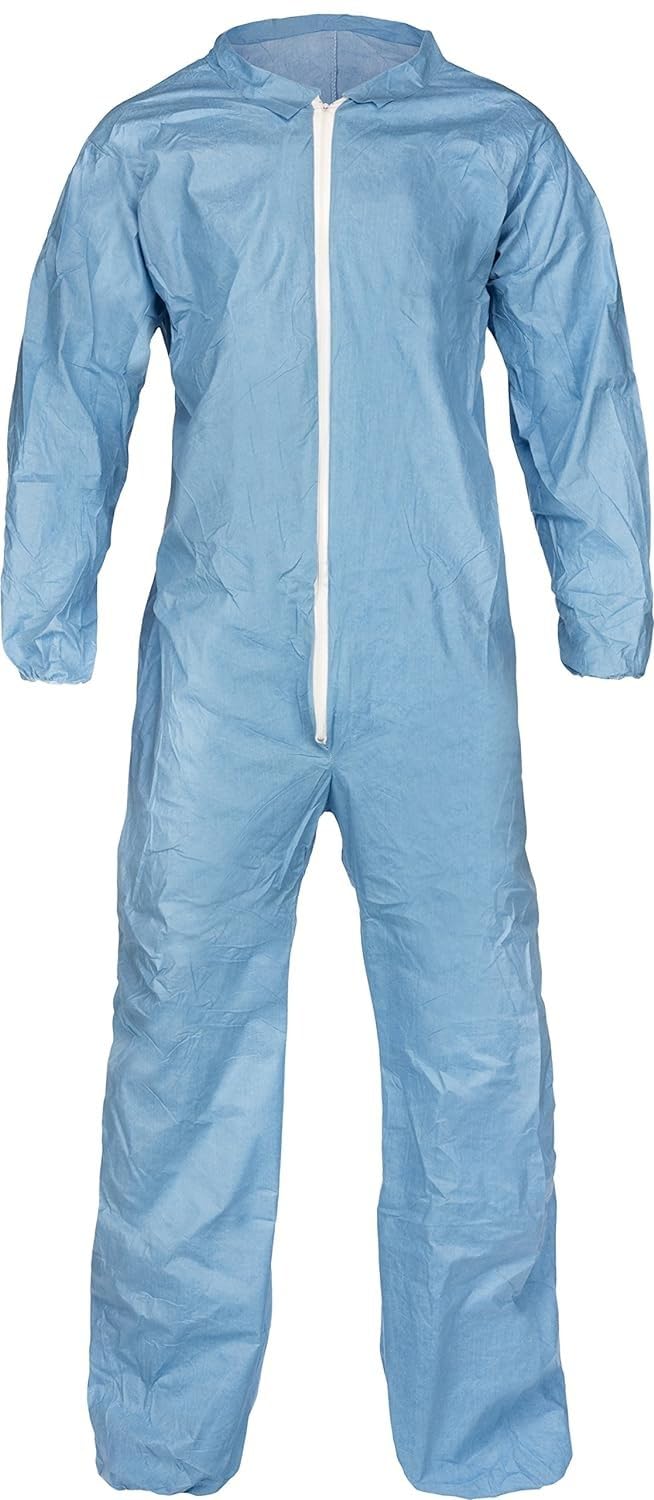 Lakeland Pyrolon Plus 2 Flame-Resistant Disposable Coverall with Elastic Cuffs - Size 5XL, Blue (25-Pack) | Protective Workwear for Oil & Gas, Welding & Industrial Safety