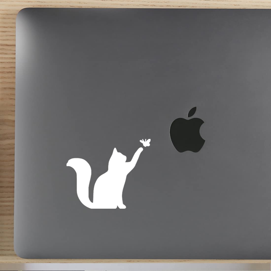 Premium Waterproof Vinyl Cat Butterfly Kitten Decal Stickers (White, Set of 2) - Laptop, Phone, Helmet, Car Window, Mug, Wall Decor | Cute Pet Accessories for Home & Office Decoration