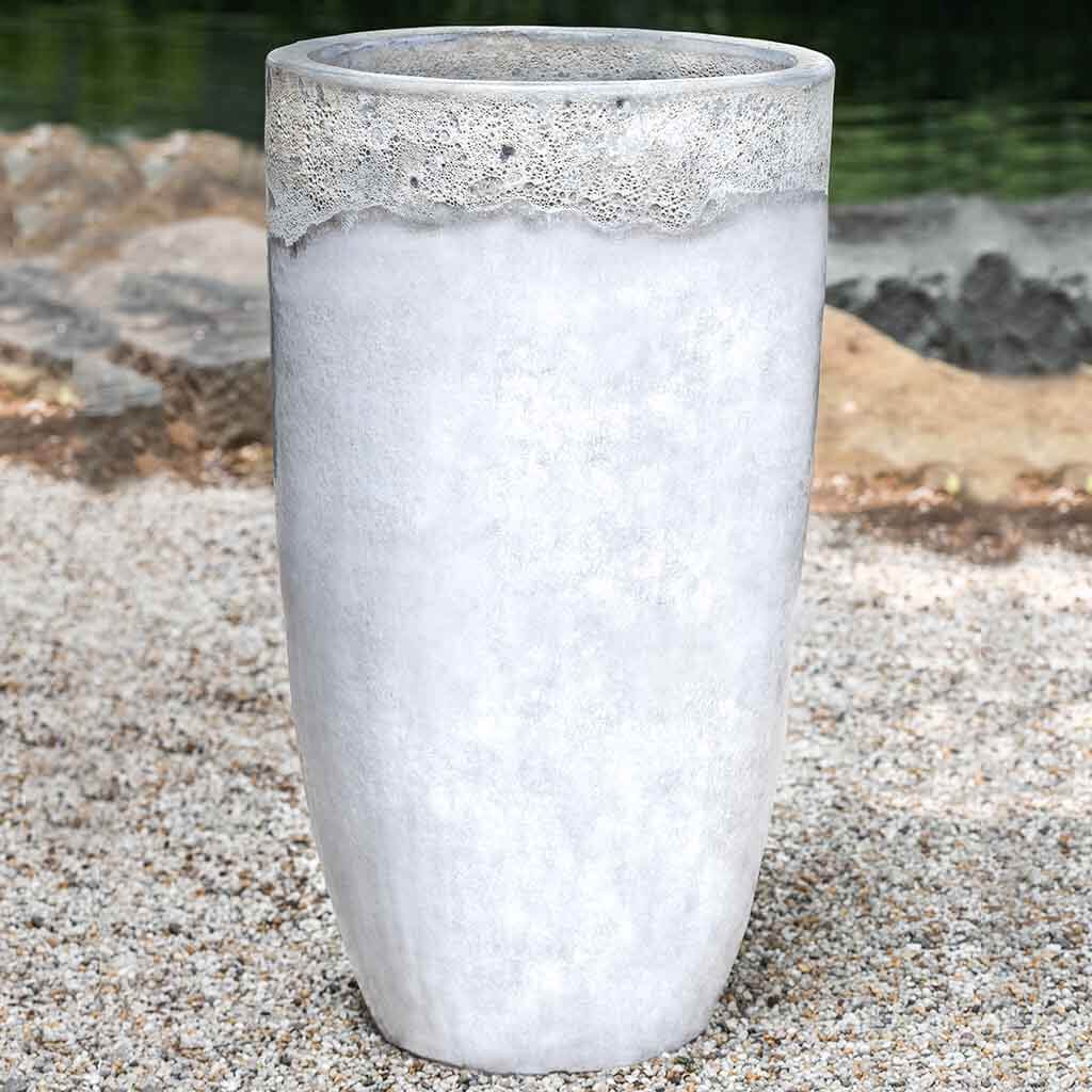 Campania International Ixtapa Planter Set of 2 - Beachcomber White Outdoor Garden Planters for Patio, Porch & Backyard Decor