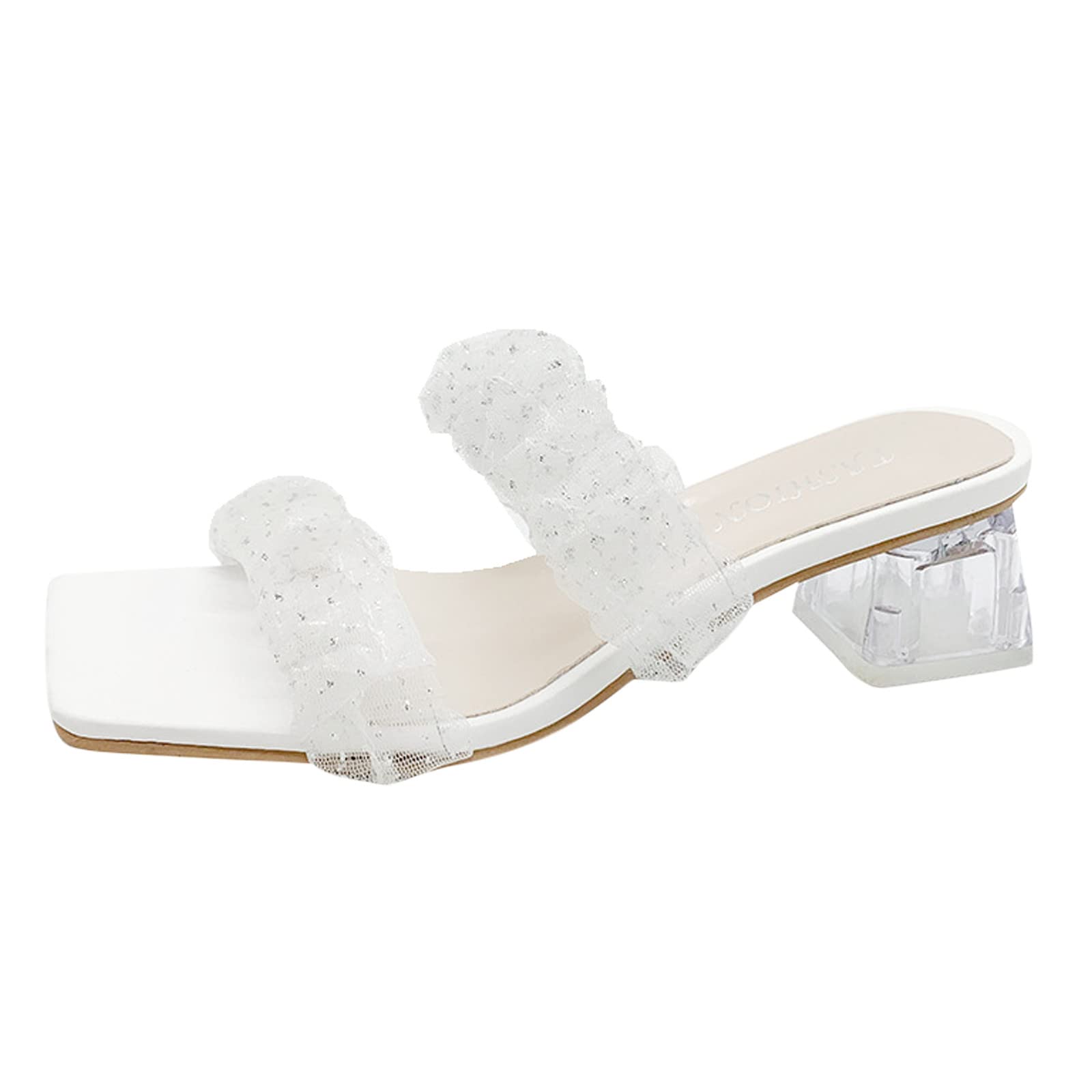 Women's Rhinestone Crystal High Heel Sandals - Elegant Ruched Mesh Wedge Slippers for Parties & Evening Events | Perfect for Weddings, Prom & Special Occasions