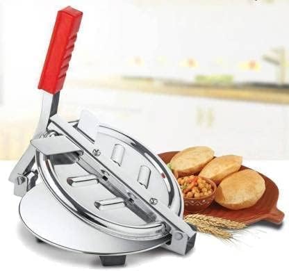 SHIORN SOON 5-inch Stainless Steel Roti Chapati Presser - Manual Hand Press for Puri, Papad, Khakhra | Durable Kitchen Tool for Indian Flatbreads & Snacks | Perfect for Home Cooking, Restaurants & Meal Prep