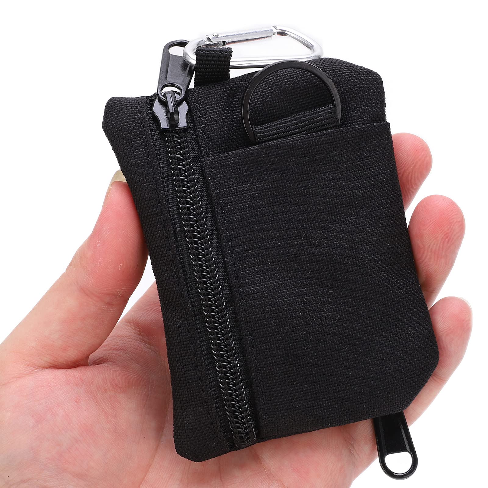 Tactical MOLLE Pouch Wallet - Mini Portable Key Card Holder with Carabiner Clip for Outdoor EDC Gear (Black) | Perfect for Hiking, Camping & Everyday Carry Essentials