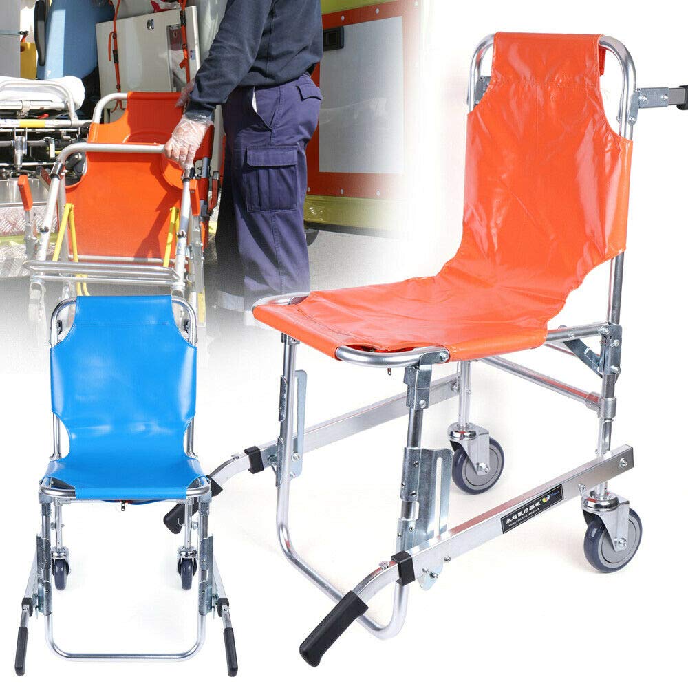 CNCEST EMS Stair Chair - Medical Transport & Evacuation Chair with Seat Belt, Orange - Ideal for Emergency Rescue, Patient Transfer, and Mobility Assistance in Hospitals & Homes