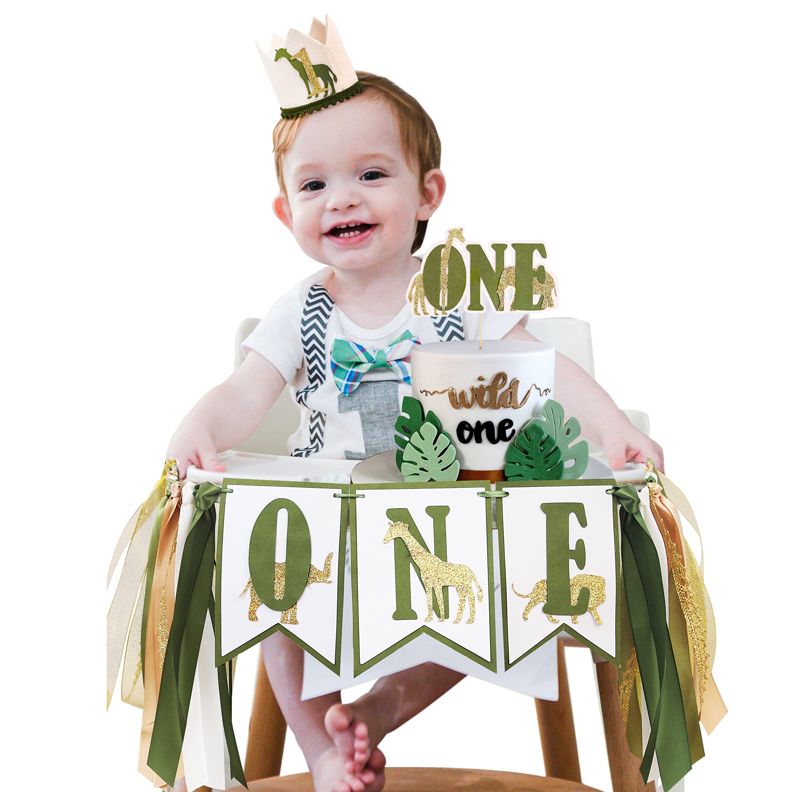 Wild One Jungle Hunt Birthday Decorations Set - First Birthday Banner, Cake Topper & Party Supplies for Boys & Girls | Perfect for Jungle-Themed 1st Birthday Parties & Baby Showers