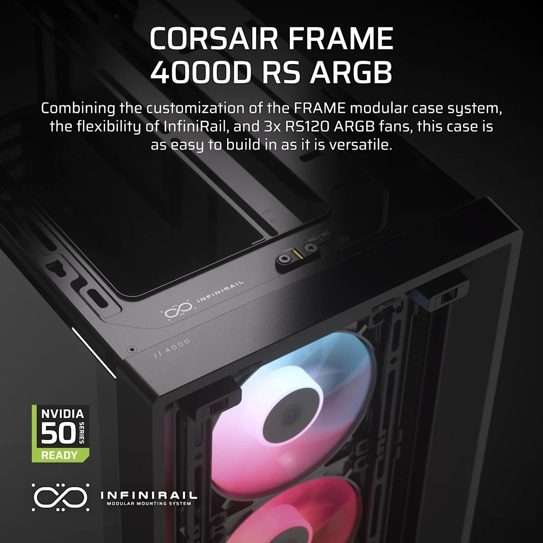Corsair 4000D RGB Tempered Glass Mid-Tower PC Case - Black/White - High Airflow Design for Gaming & Workstation Builds