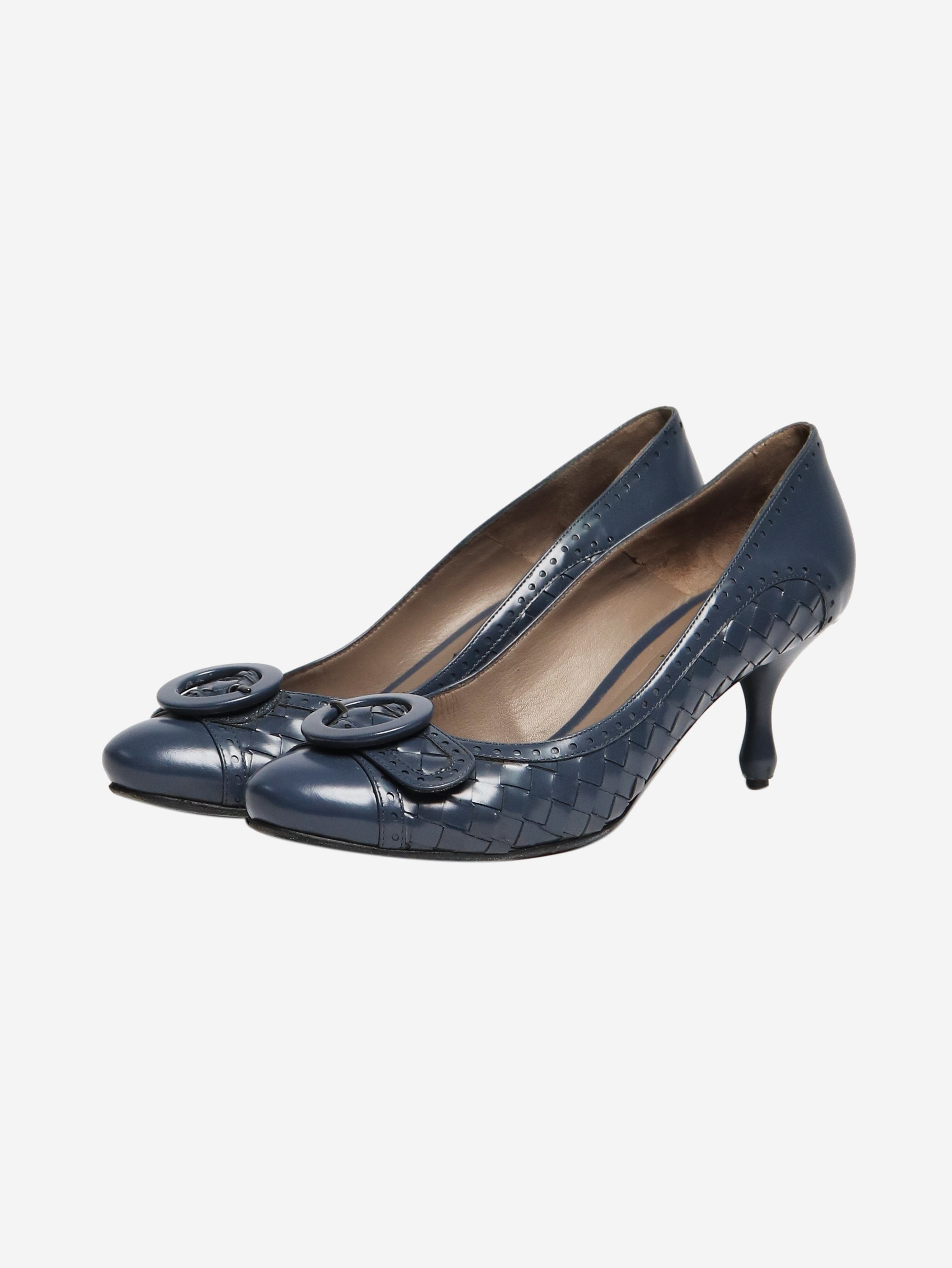 Blue Intrecciato Women's Heels Size EU 36.5 (UK 6.5) - Elegant Stiletto Pumps for Party, Wedding & Evening Events