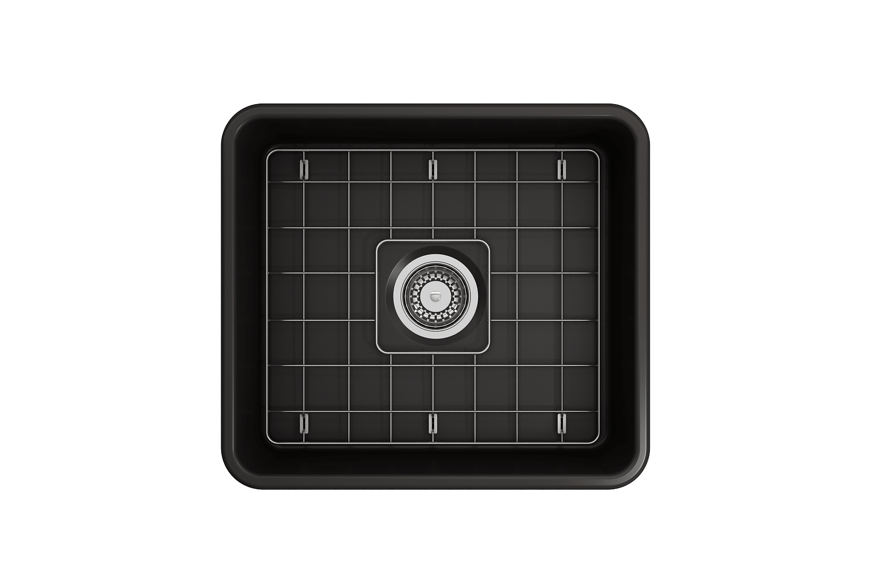 BOCCHI CLASSICO 20 Fireclay Farmhouse Single Bowl Kitchen Sink with Protective Bottom Grid and Strainer