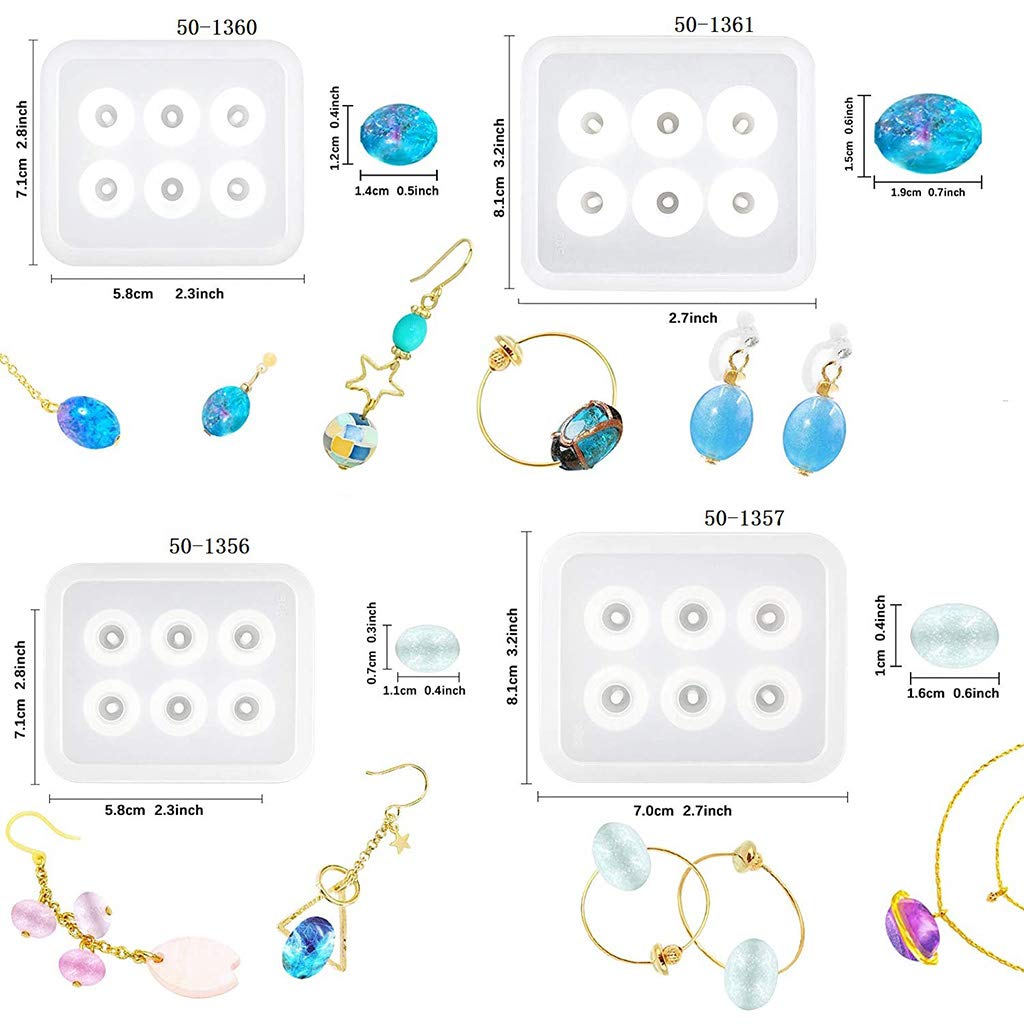 12-Piece DIY Crystal Epoxy Resin Mold Set for Bracelets & Necklaces - Silicone Beaded Jewelry Molds for Resin Casting - Perfect for DIY Jewelry Making, Home Decor, and Craft Projects