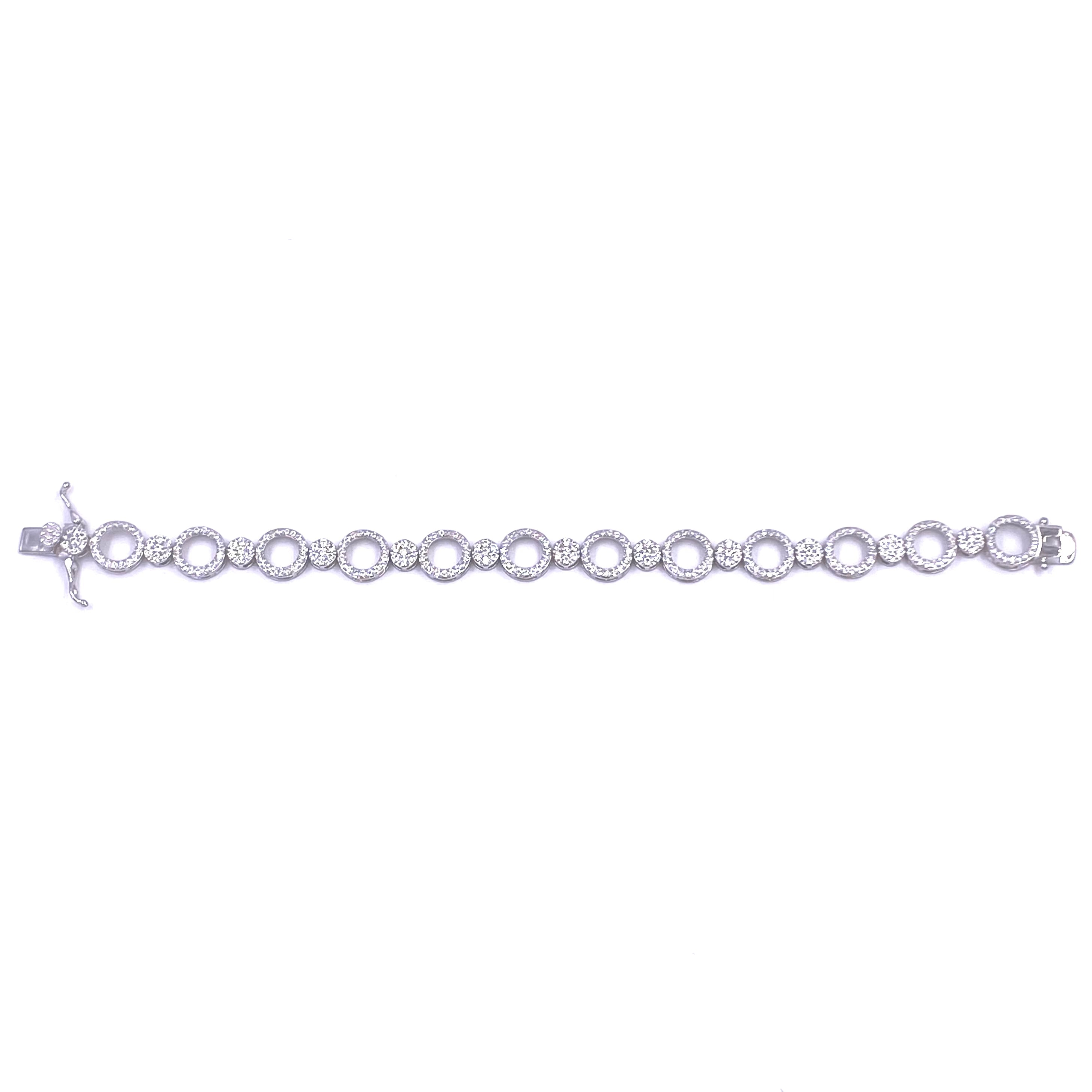 Sterling Silver CZ Tennis Bracelet with Open Circle Design - Elegant Jewelry for Women, Perfect for Parties, Weddings & Everyday Wear