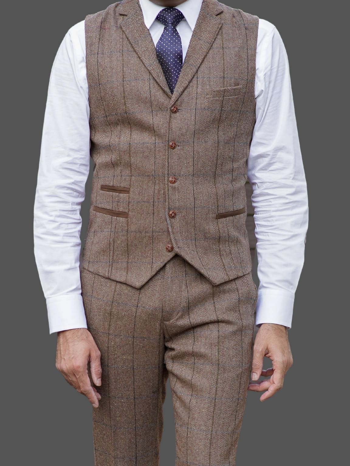 Barucci Marcus Men's Vintage Brown 3 Piece Tweed Suit | Classic Wool Blazer, Vest & Pants Set | Perfect for Weddings, Business Meetings & Formal Events