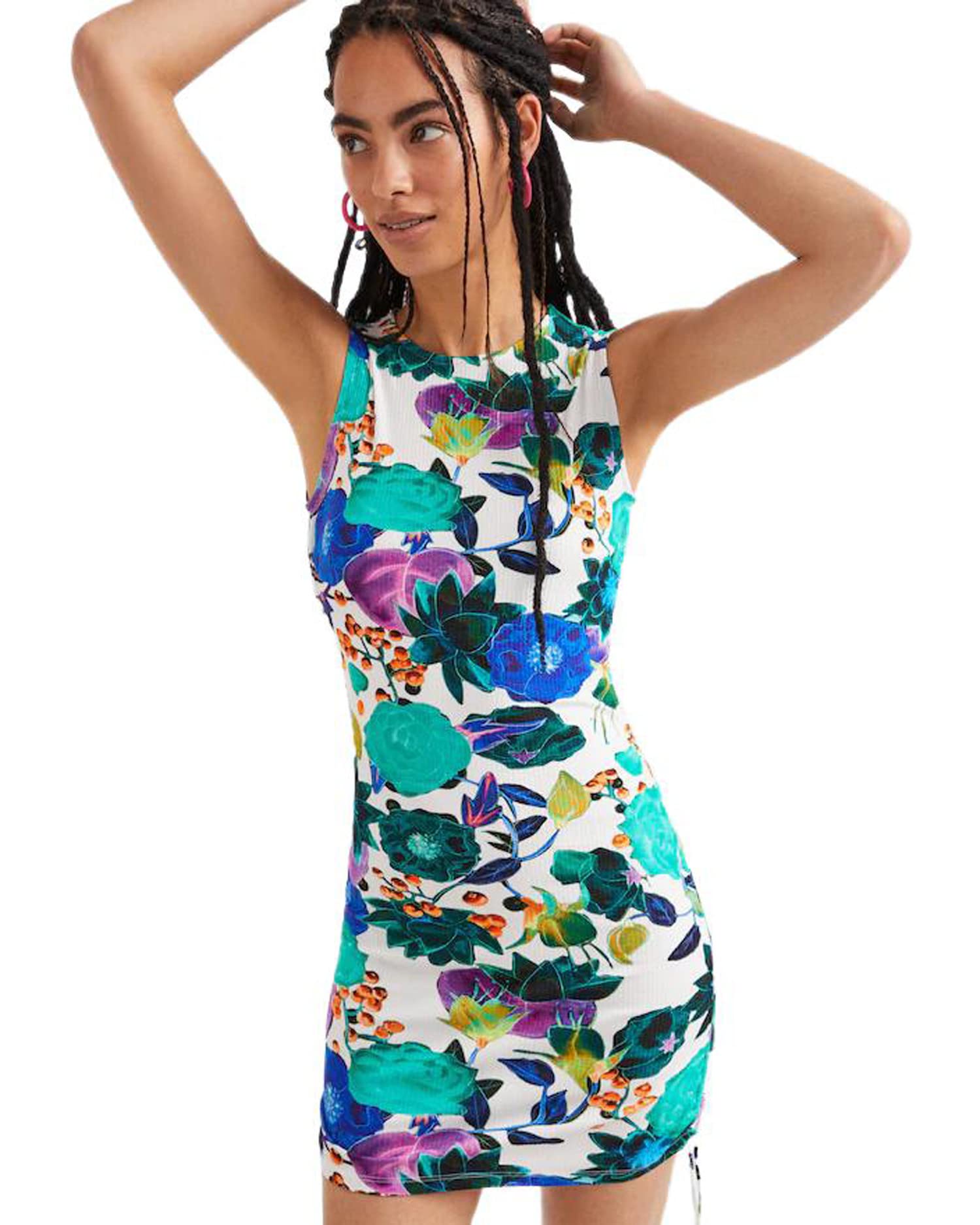 Desigual Women's Floral Print Summer Dress - Lightweight & Comfortable Casual Sundress for Beach, Vacation, and Everyday Wear