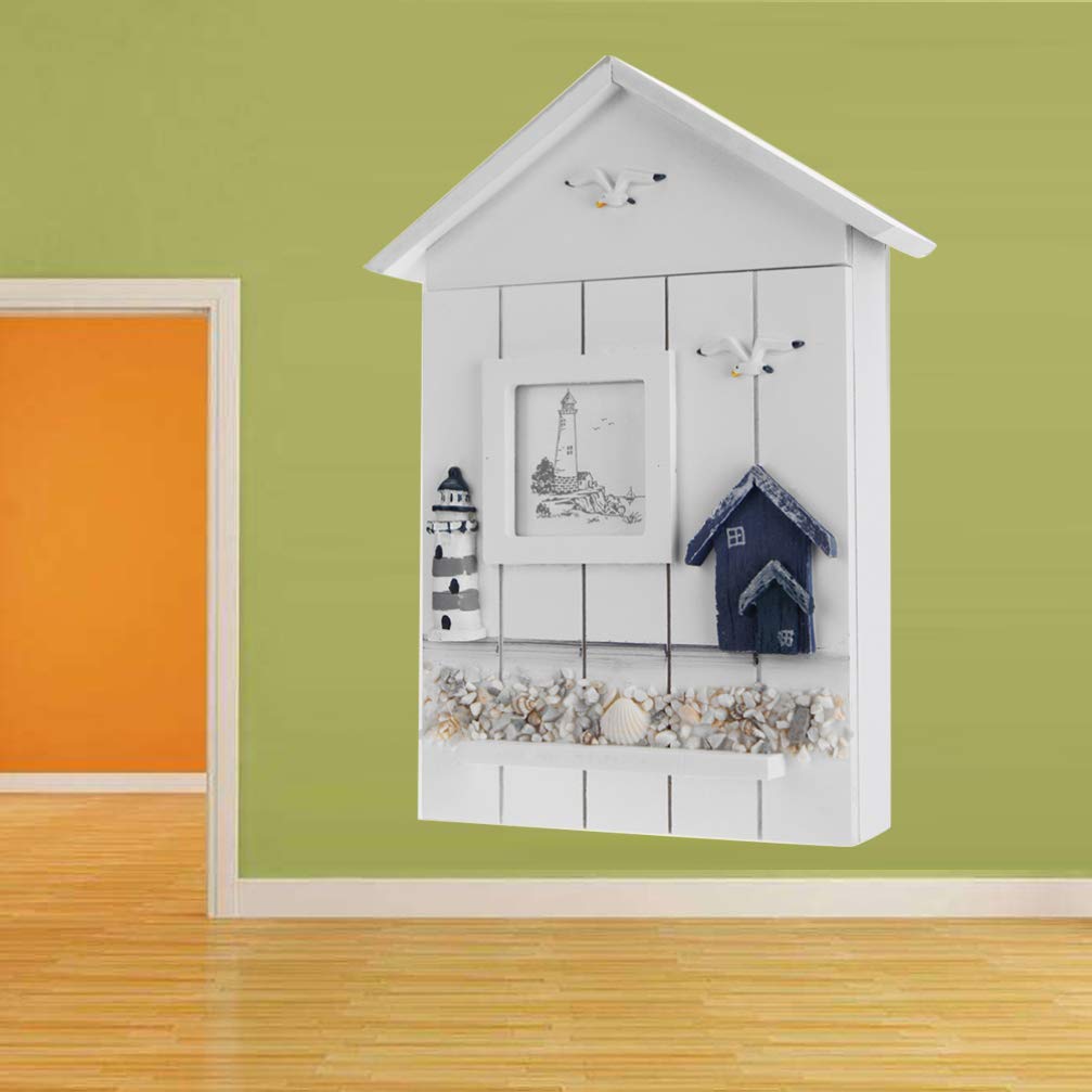 Mediterranean Key Cabinet - Wooden Wall Mounted Key Holder for Home & Office