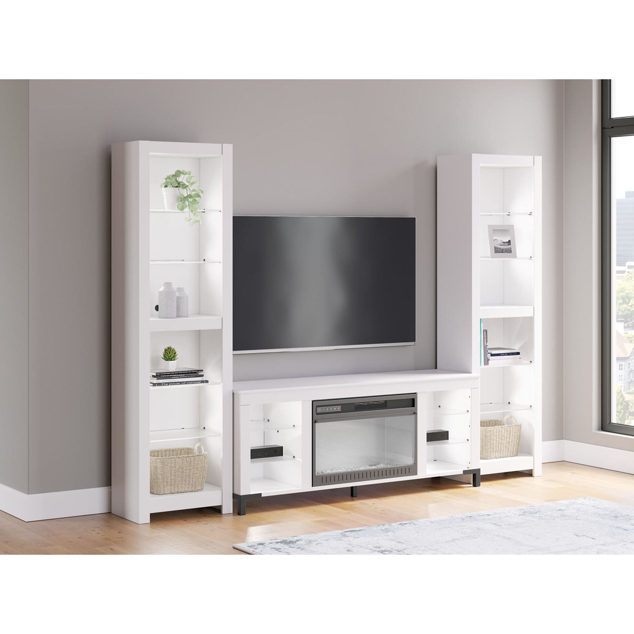 Brollevi 3-Piece White Entertainment TV Stand Set - Modern Media Console for Living Room, Bedroom & Home Theater