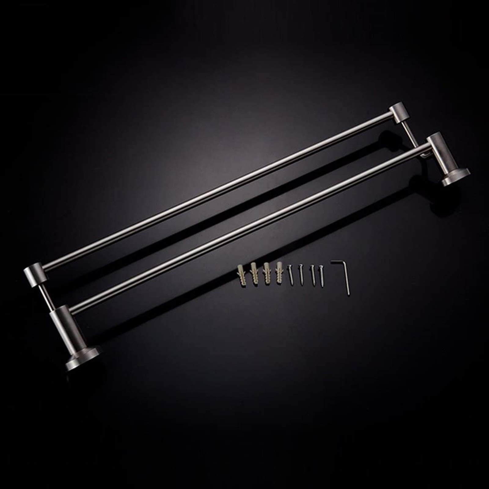 Stainless Steel Double Towel Rail - Wall Mounted Bath Towel Rack & Bar Holder (40cm) - Durable Bathroom Storage Hanger for Hand Towels, Washcloths & Robes - Perfect for Showers, Spas & Luxury Home Bathrooms