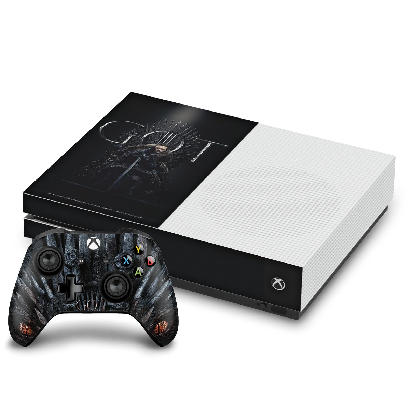 Official HBO Game of Thrones Jon Snow Iron Throne Vinyl Sticker Skin for Xbox One S Console & Controller - Gaming Accessories for GOT Fans - Perfect for Gaming Setups & Collectors