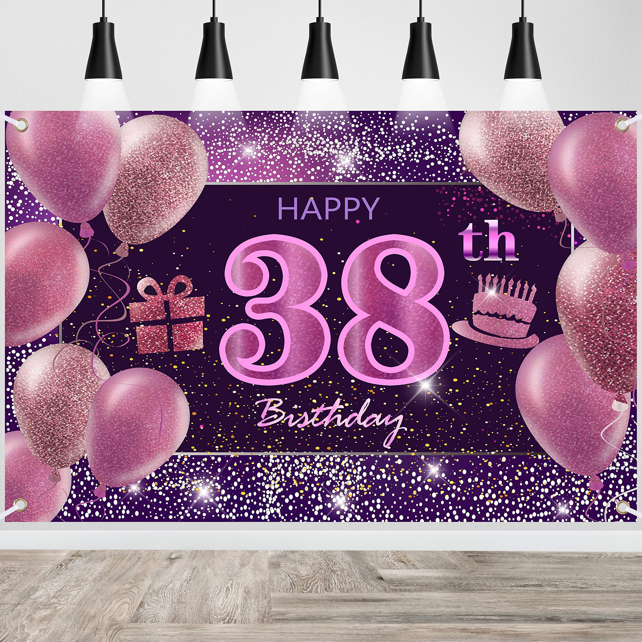 IMISI Happy 38th Birthday Banner for Girls - Pink Party Decorations, Women's Birthday Backdrop - Perfect for Birthday Parties, Baby Showers & Special Celebrations
