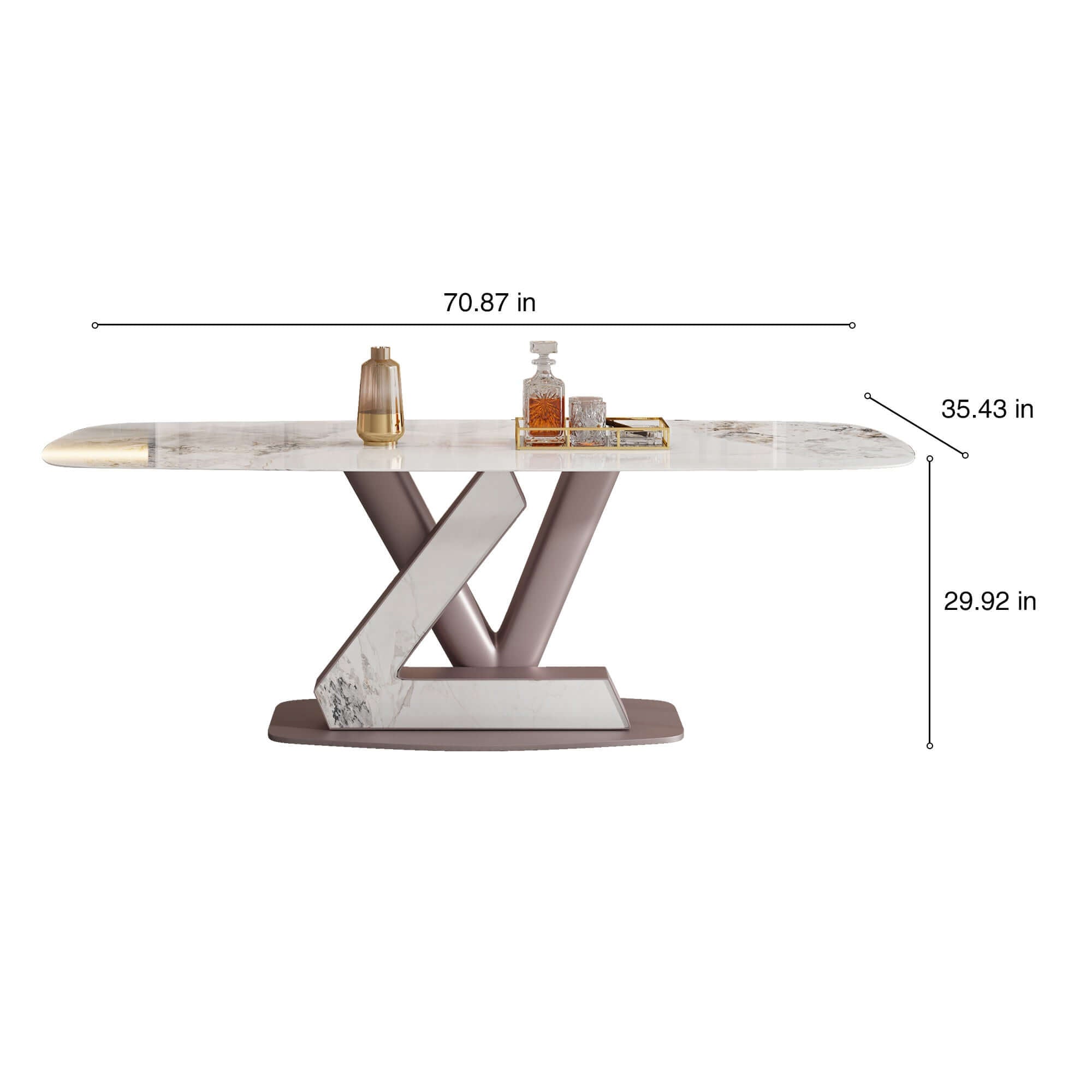 Luxury Oval Marble Dining Table for 6 - Durable Sintered Stone Tabletop - Perfect for Modern Dining Rooms & Open-Concept Kitchens