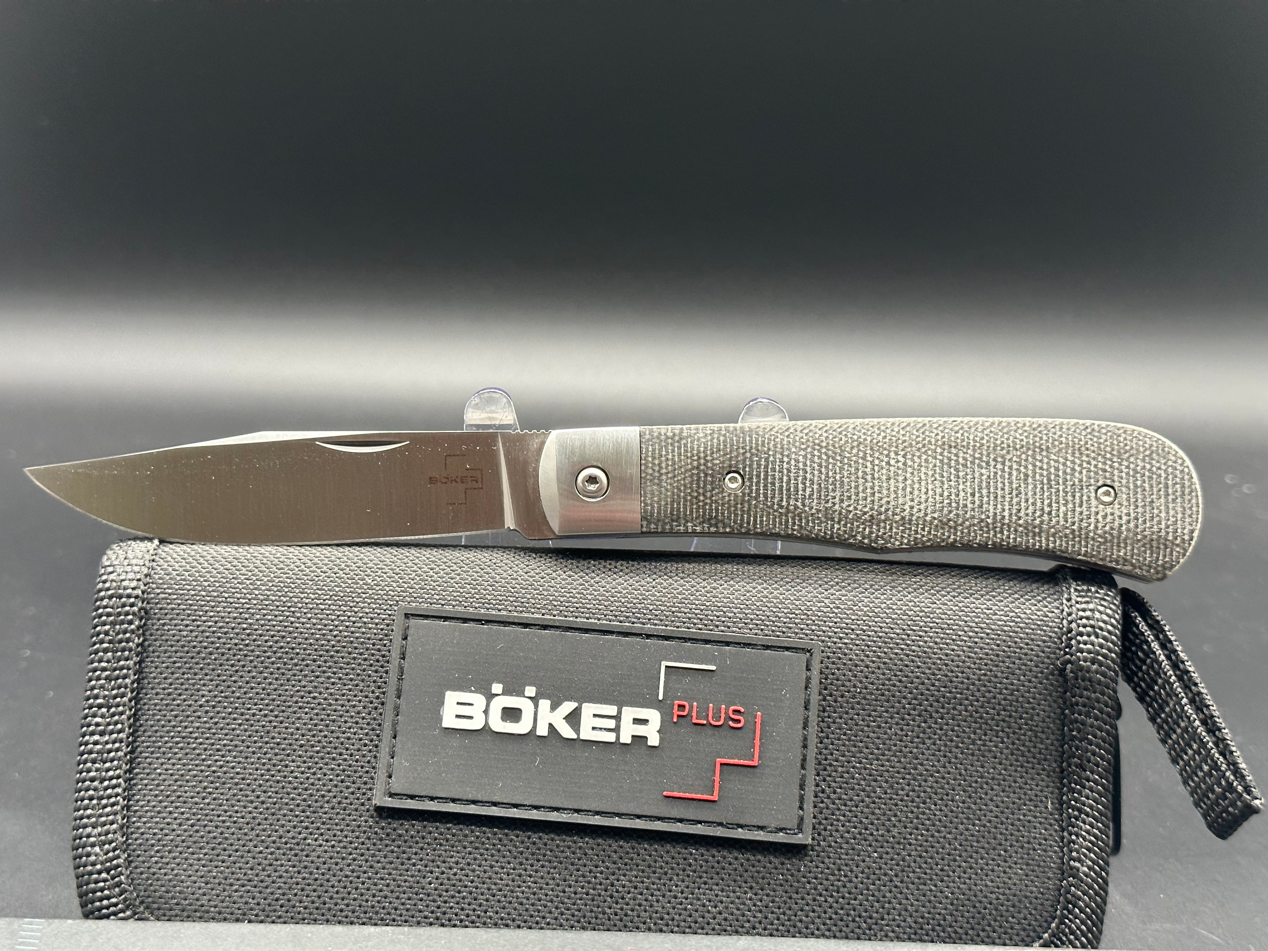 Boker Plus Bonfire Front Flipper Knife - Premium Green Canvas Micarta Handle - EDC Pocket Knife for Camping, Hiking & Outdoor Adventures