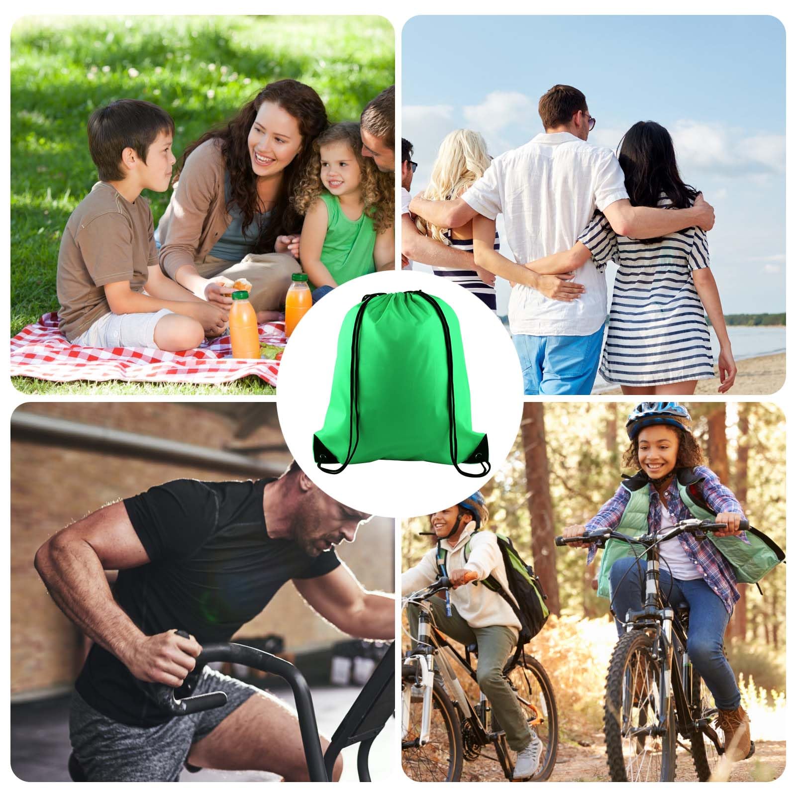 KUUQA 40Pcs Eco-Friendly Drawstring Backpacks - Bulk Green String Bags for Sports, Gym, Travel & Storage | Perfect for Party Favors, School Events & Camping Supplies