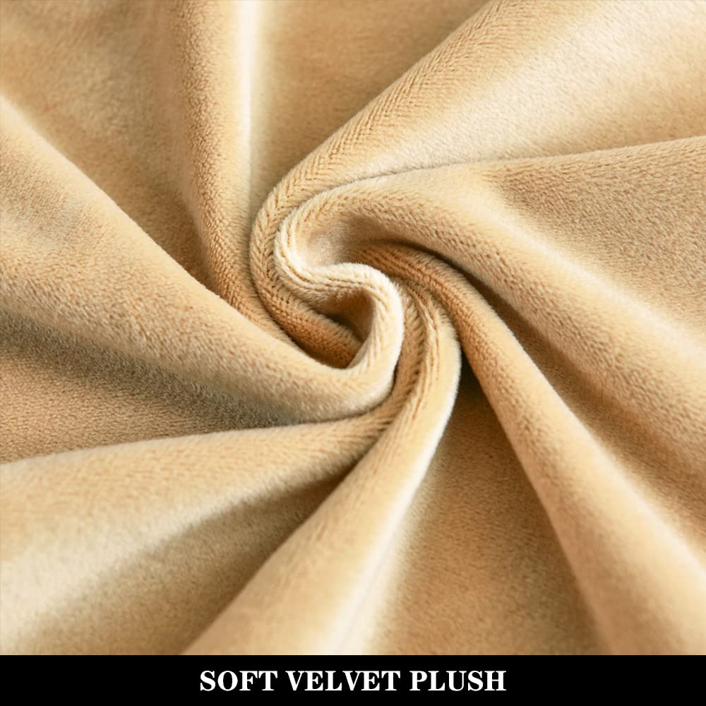 Velvet Ottoman Slipcover - Stretch Rectangle Storage Stool Cover, Beige Footstool Protector for Living Room Furniture | Perfect for Home Decor & Sofa Protection