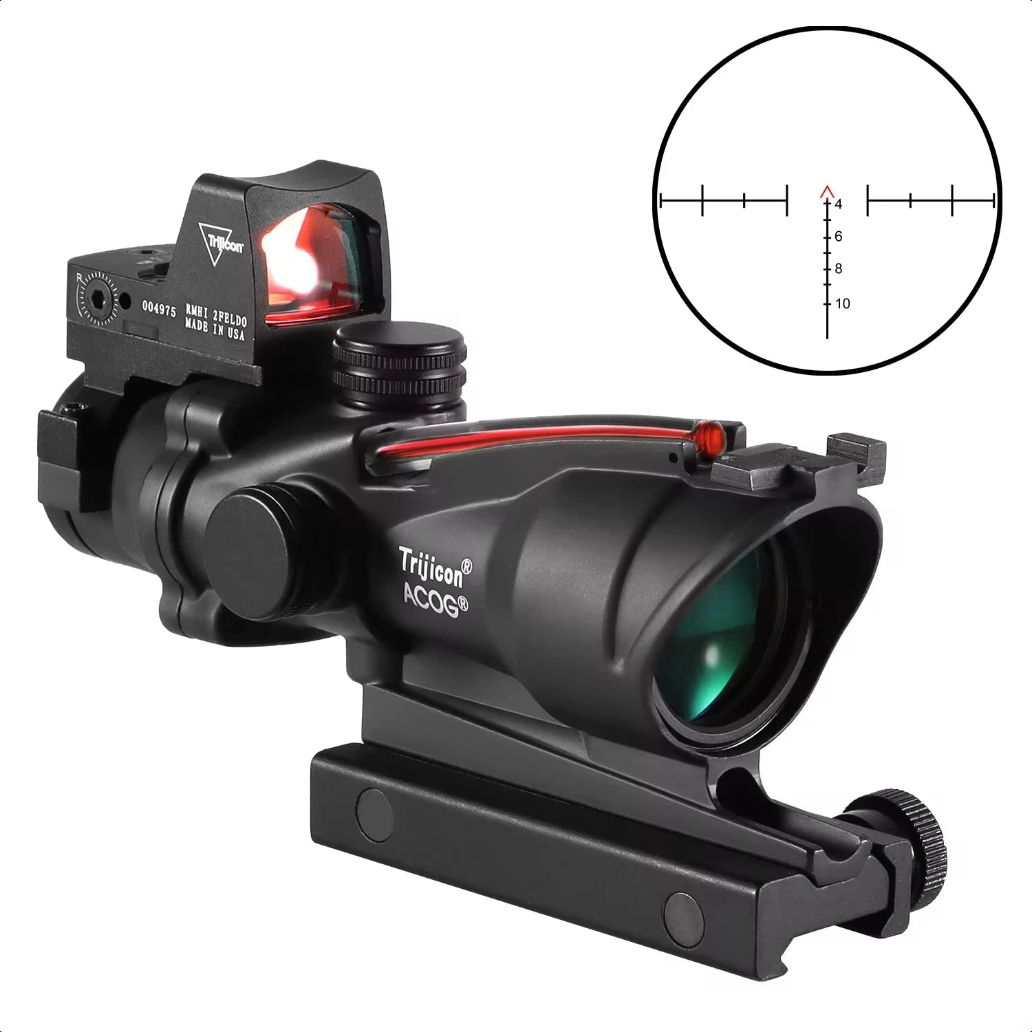 Adjustable 4x32 Red Dot Scope with 1x-4x Magnification | RMR Tactical Sight | 20mm Rail Mount | Compatible with Glock & Hunting Rifles | Perfect for Target Shooting, Hunting, and Tactical Training
