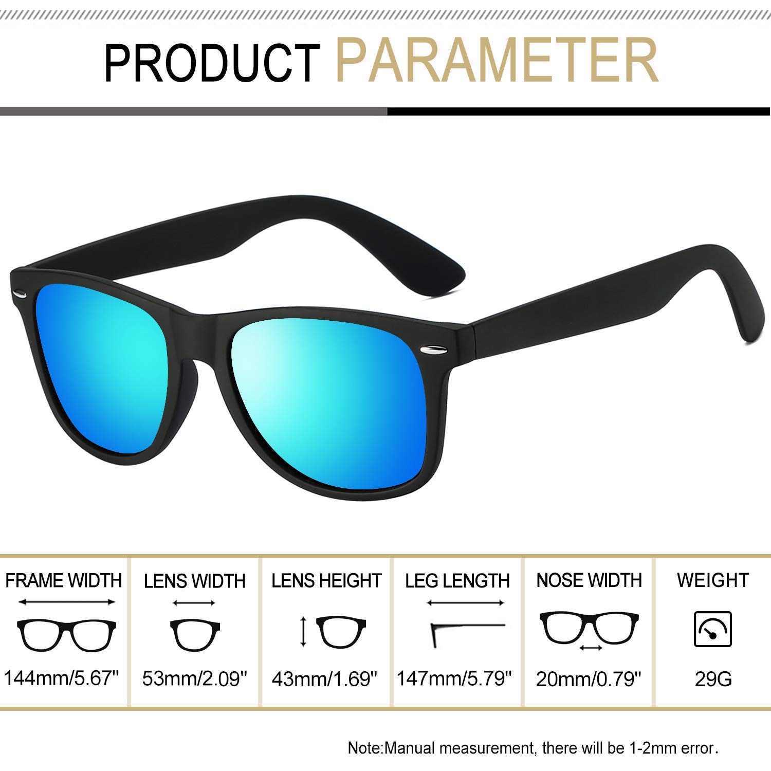 Joopin Square Polarized Sunglasses for Men & Women - 100% UV Protection, Trendy Designer Shades for Outdoor, Driving, Beach & Fashion