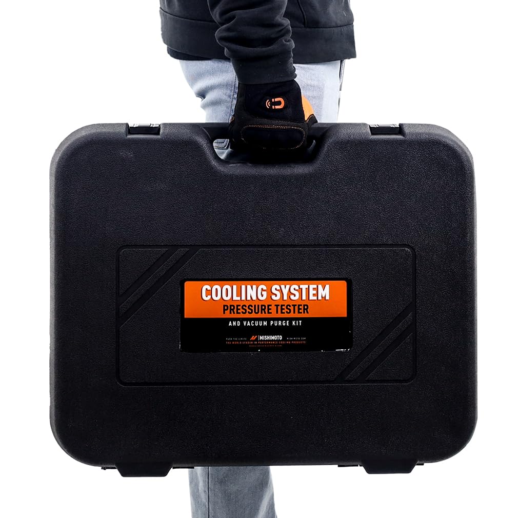 Mishimoto MMTL-CPT-28 Universal 28-Piece Coolant Pressure Tester & Vacuum Refill Kit - Black - Perfect for Automotive Cooling System Maintenance & Repair
