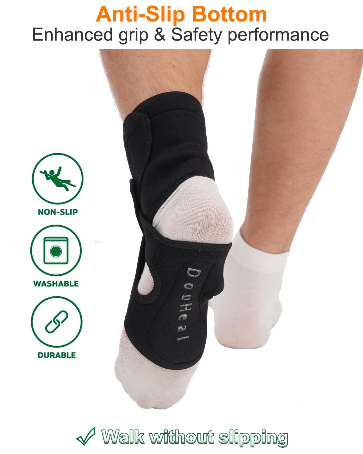 AFO Foot Drop Brace for Walking - Adjustable Orthotic Support for Plantar Fasciitis & Drop Foot - Pain Relief & Gait Improvement - Right Foot - Wear with Shoes for Daily Activities & Sleep Support