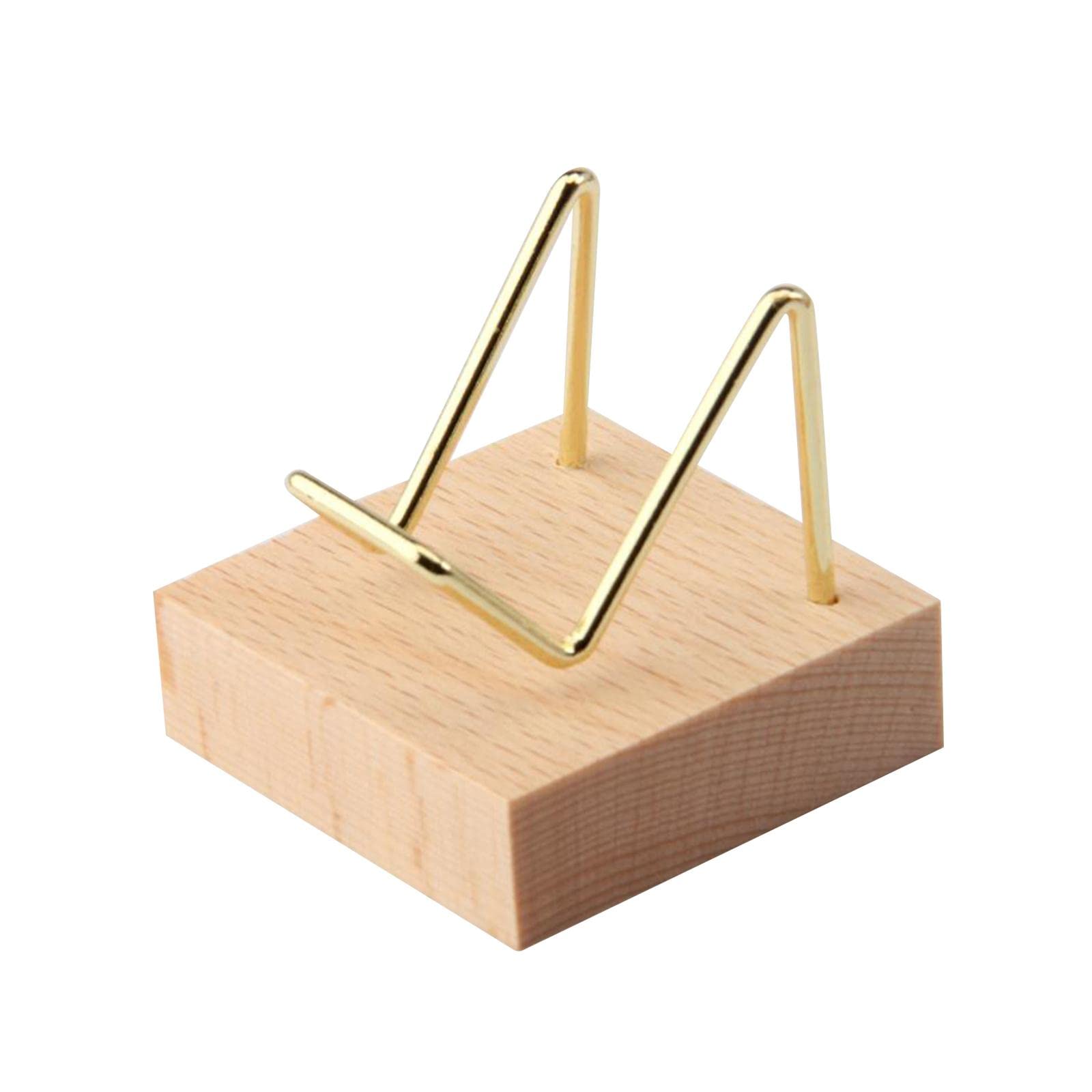 SM SunniMix Display Stands - Beech Wood Base with Gold Metal Arm for Agate Geode, Crystals & Mineral Specimens - Perfect for Home Decor, Gift Display & Craft Showcases