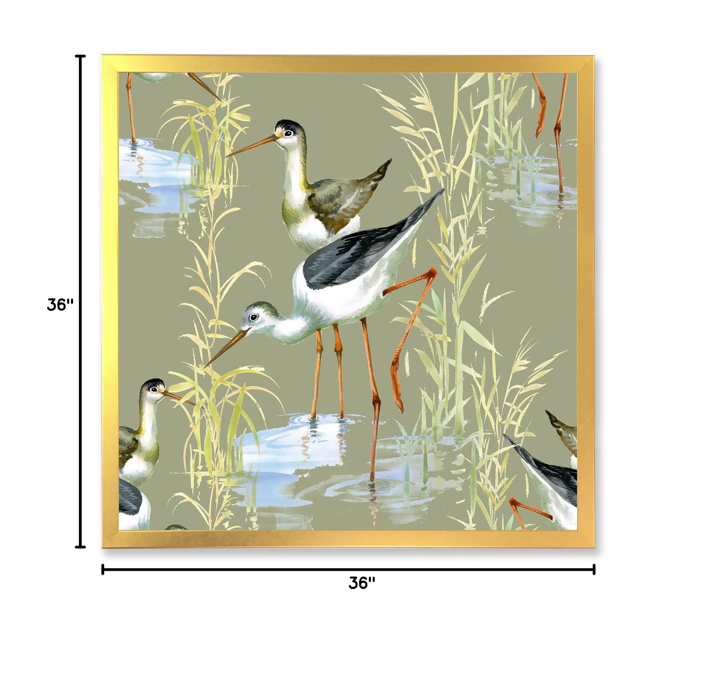 DesignQ Herons Birds In The Water Farmhouse Framed Wall Art - Nature Inspired Home Decor for Living Room, Bedroom & Office - Perfect Rustic Gift for Bird Lovers
