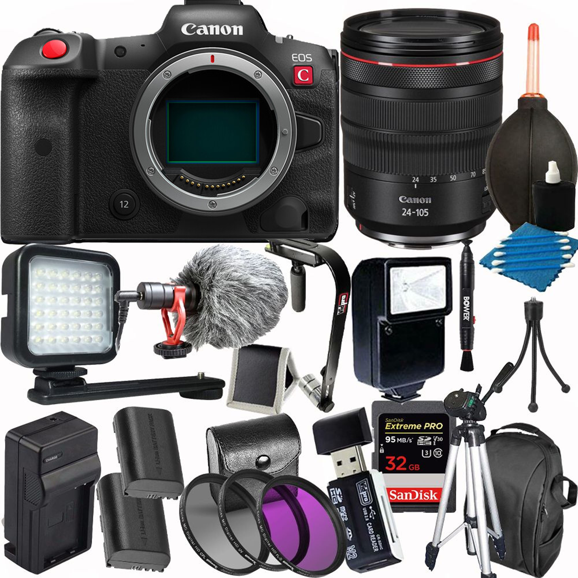 Canon EOS R5 C Mirrorless Digital Camera with RF 24-105mm f/4L IS USM Lens - Professional 8K Video & 45MP Full Frame - Includes Sandisk 32GB Extreme PRO SD Card - Perfect for Wedding Photography, Vlogging & 4K/8K Film Production