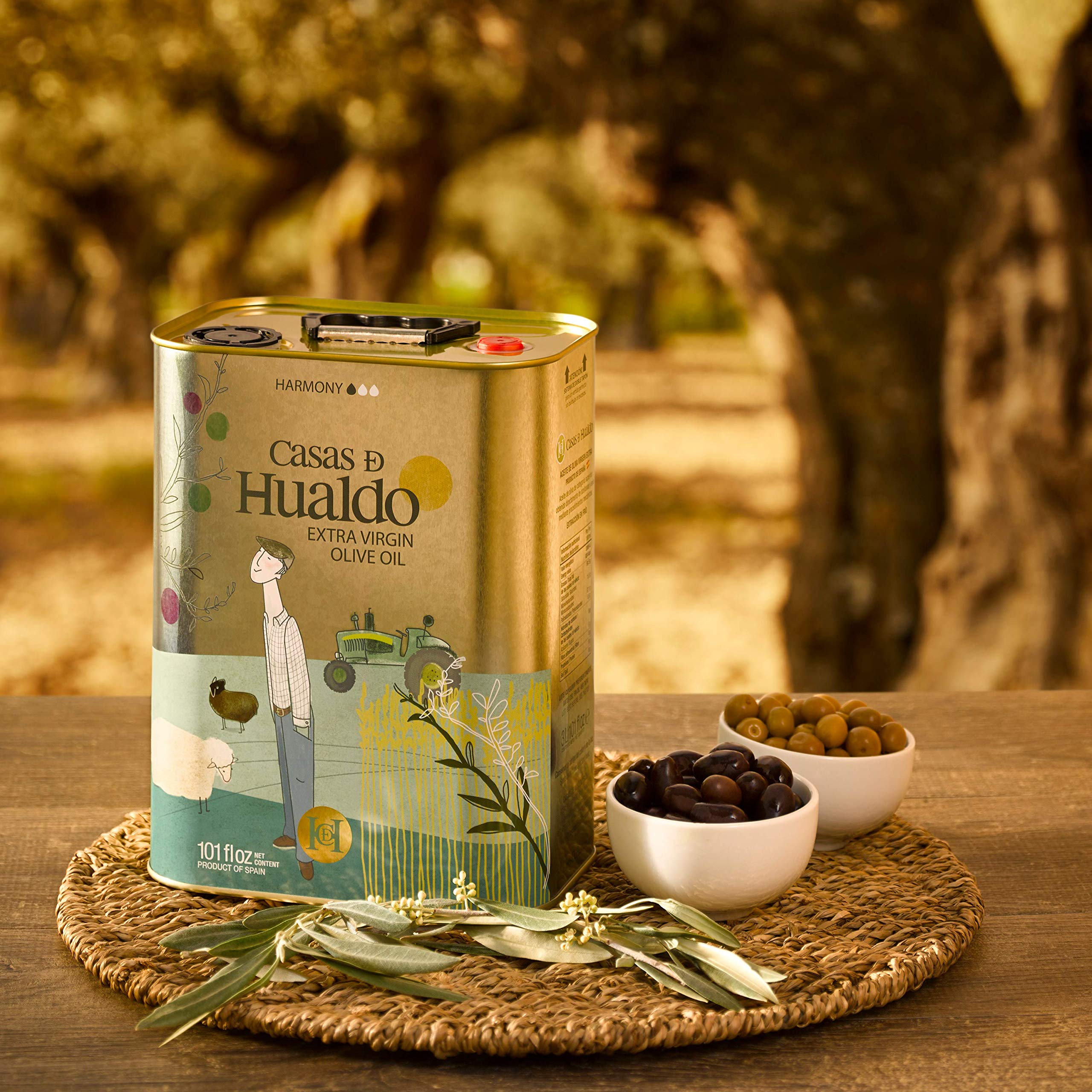 Premium Extra Virgin Olive Oil - Casas de Hualdo Harmony 3L (Pack of 1) | Cold-Pressed, First Cold Press | Perfect for Cooking, Salads & Healthy Recipes