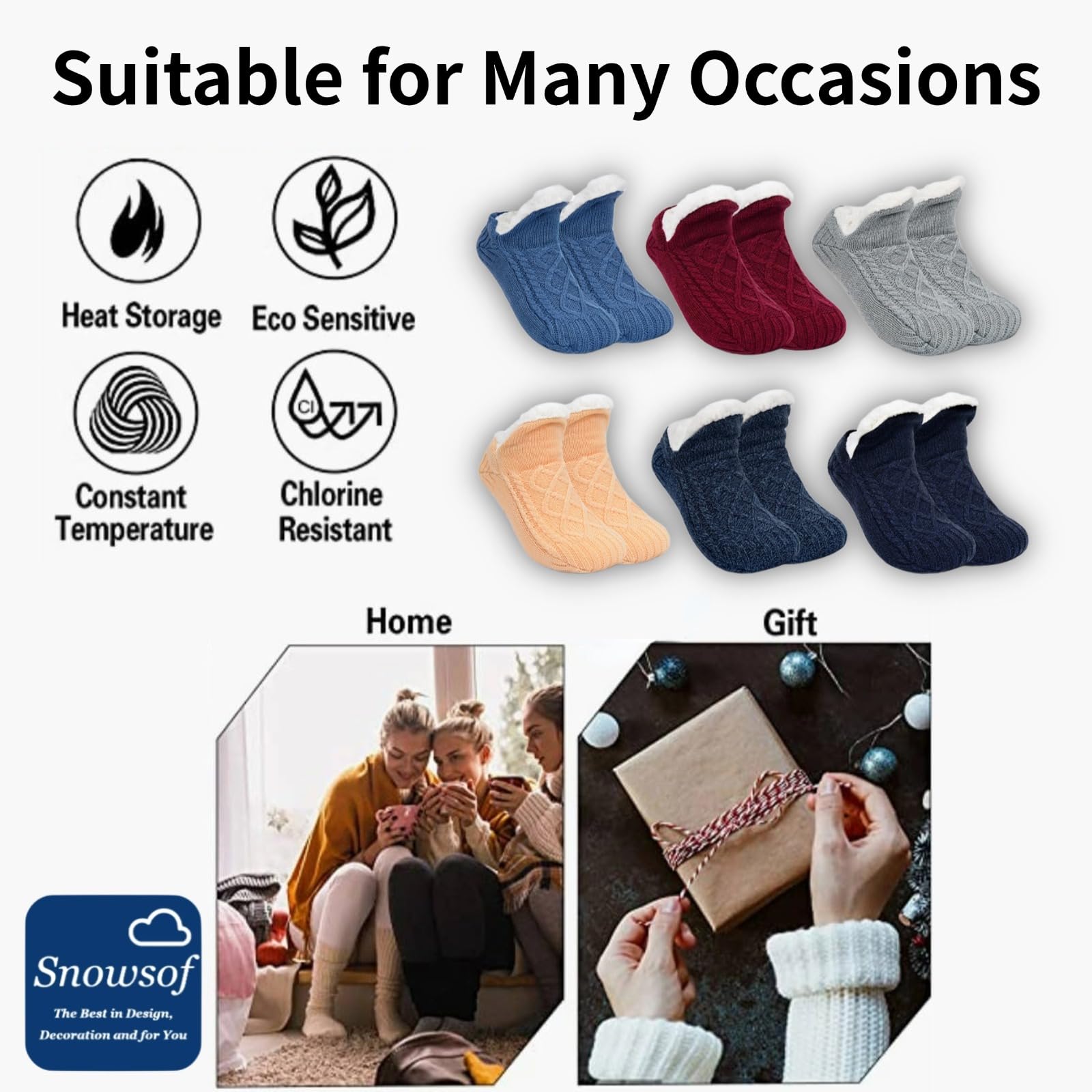 Cozy Winter Socks for Women - Ultra Warm Thermal Snow Socks with Fuzzy Lining for Cold Weather - Perfect for Snowboarding, Skiing & Indoor Comfort