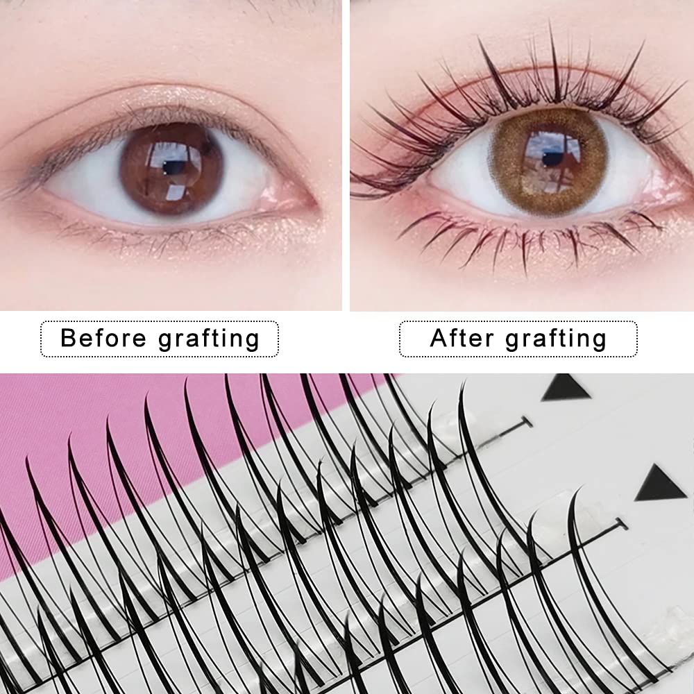Natural Fishtail Eyelash Extensions 8-14mm - C Curl Cluster Lashes for A/M Shape | Super Soft & Lightweight | Perfect for Weddings, Parties & Special Occasions