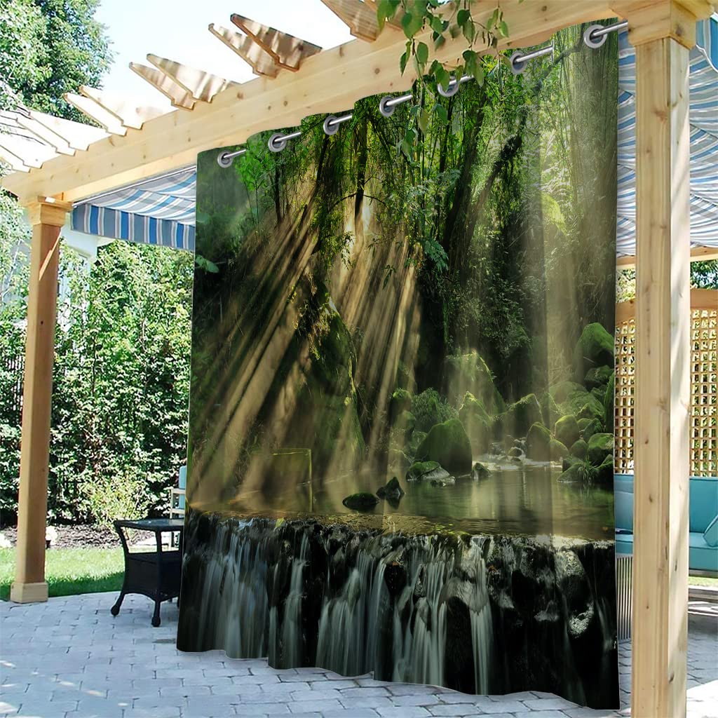Upgraded Waterproof 3D Printed Outdoor Blackout Curtains for Patio, Gazebo, Pergola & Garden - 2 Panels 54x108 Inch - Sun Protection & Privacy Curtains for Outdoor Living Spaces, Poolside Lounging & Backyard Relaxation