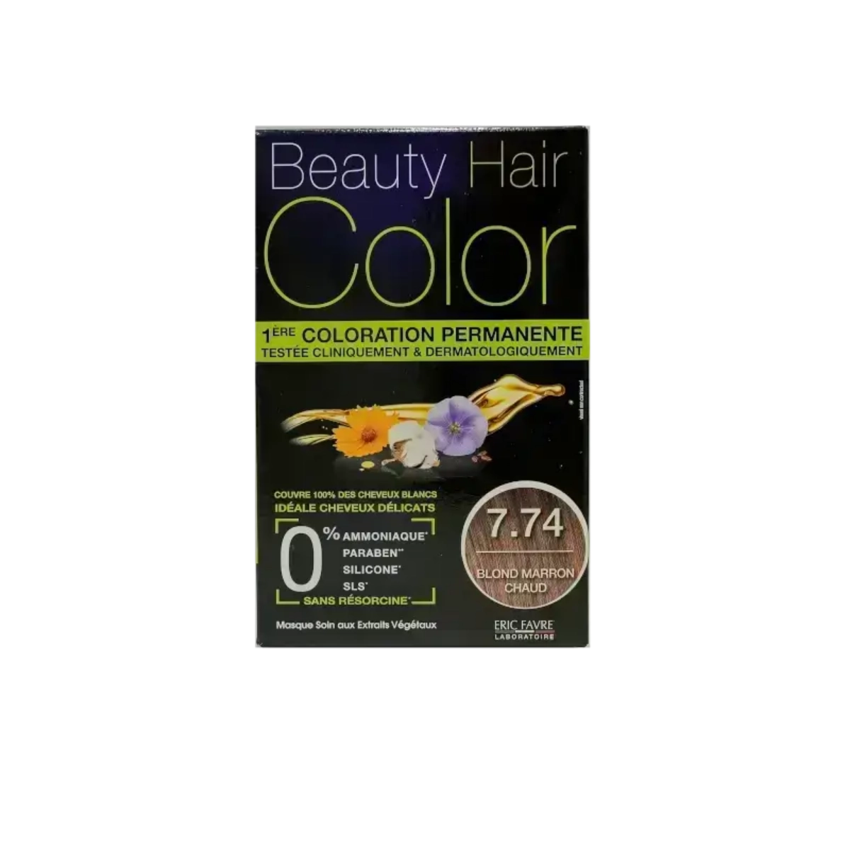 Eric Favre Beauty Hair Color 7.74 Warm Brown Blonde - Permanent Hair Dye for Women & Men - Ammonia Free & Nourishing Formula - At-Home Salon Quality Hair Coloring (Perfect for Brunettes Wanting Warm Highlights)