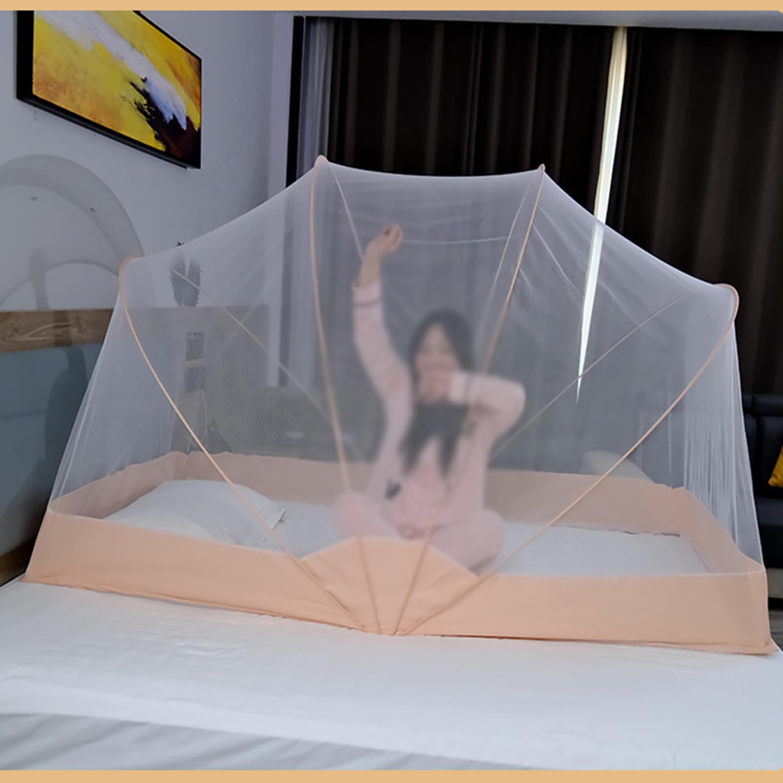 CYzpf Folding Mosquito Net - Lightweight Bed Canopy Tent with Protective Netting | Portable & Easy to Install | Fits Full, Queen & King Size Beds | Perfect for Bedroom Decor & Outdoor Camping Protection