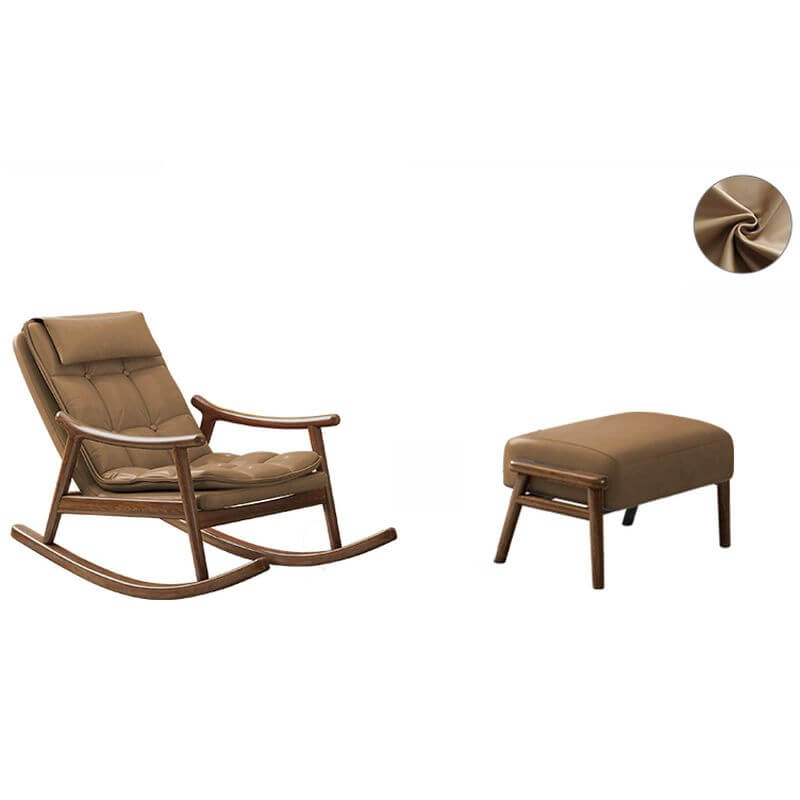 Ergonomic Wood Rocking Chair with Ottoman - Comfortable Couch for Living Room, Nursery & Porch - Perfect for Relaxing, Nursing & Reading