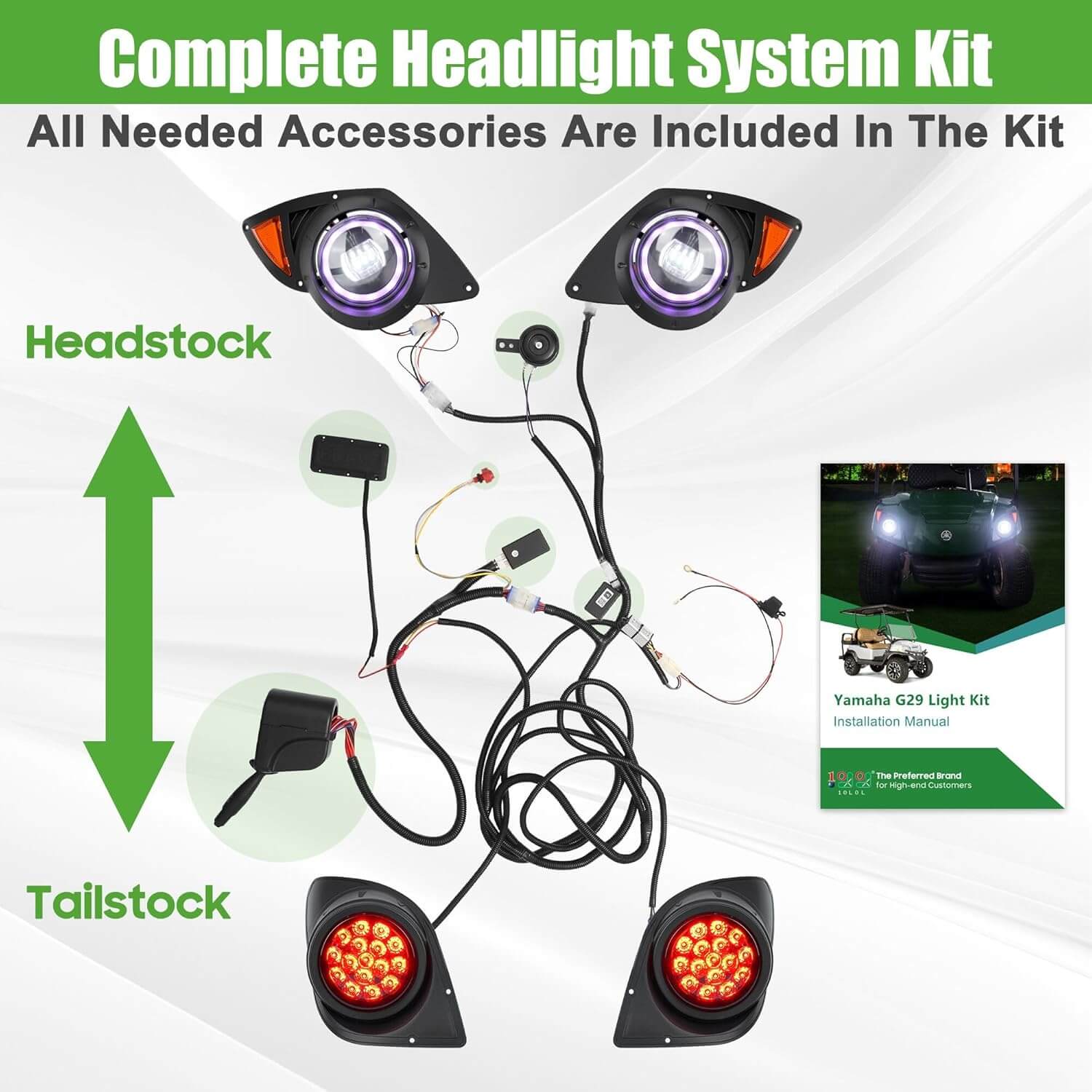 RGB Music Sync Golf Cart Light Kit for Yamaha G29 Drive 10L0L - Waterproof LED Underbody Lighting with Remote Control for Night Rides, Parties & Outdoor Events