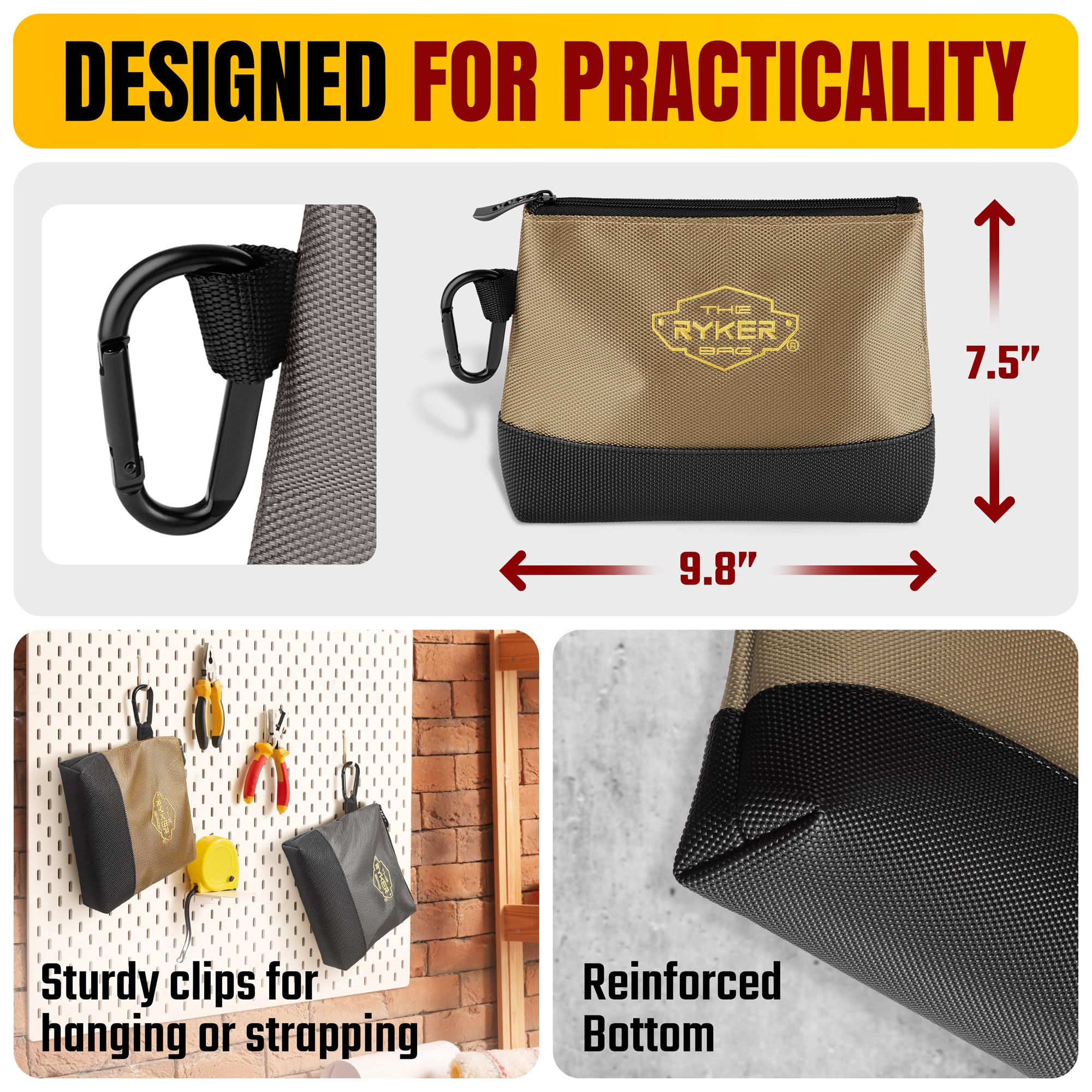 Durable Canvas Zipper Tool Pouch - The Ryker Bag for Organizing Tools & Accessories | Perfect for DIY, Camping, and Outdoor Adventures