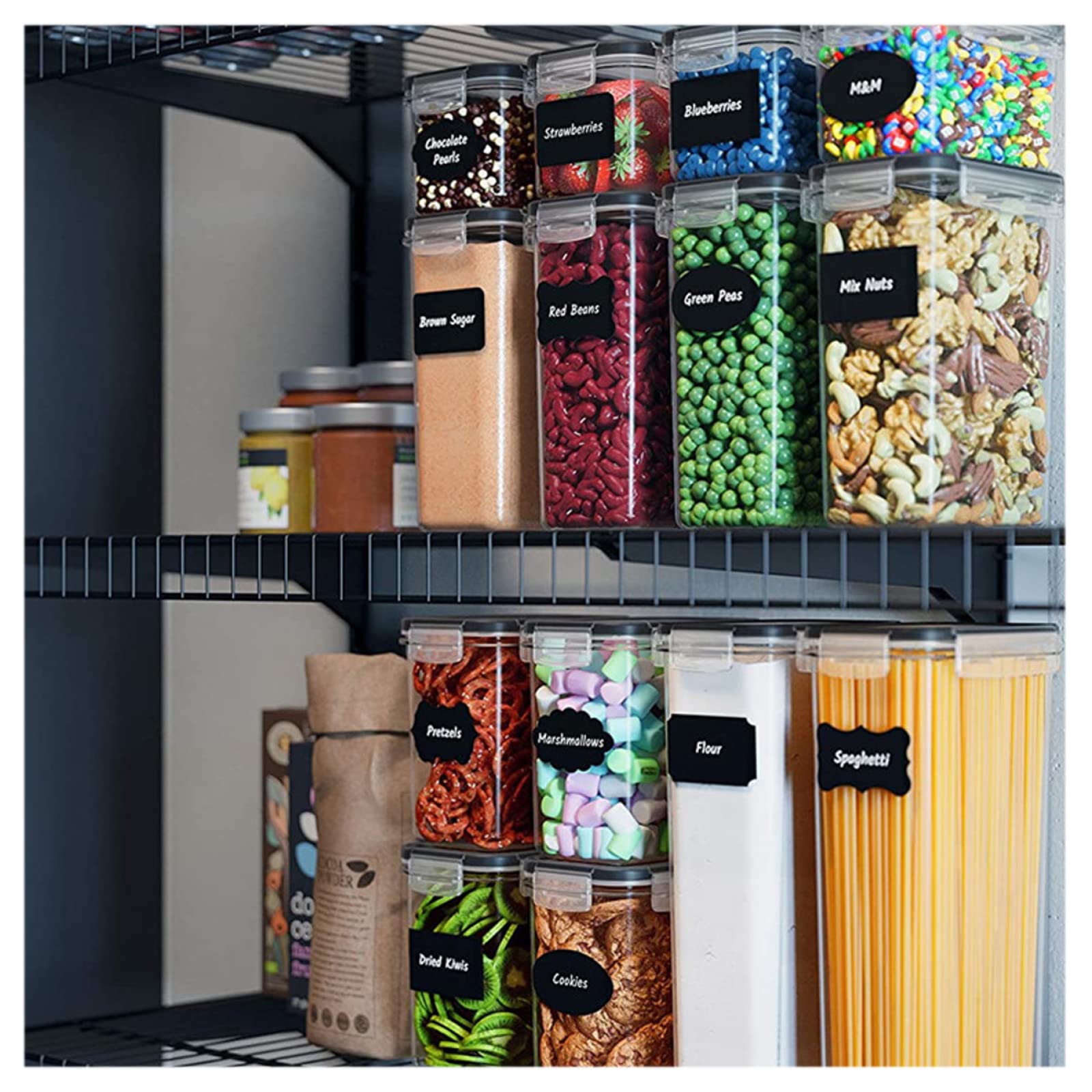 24-Piece Airtight Food Storage Containers Set with Lids - BPA-Free Flour, Cereal, Pasta & Spaghetti Organizers - Kitchen Pantry Organization for Baking, Cooking & Meal Prep - Dustproof & Moistureproof